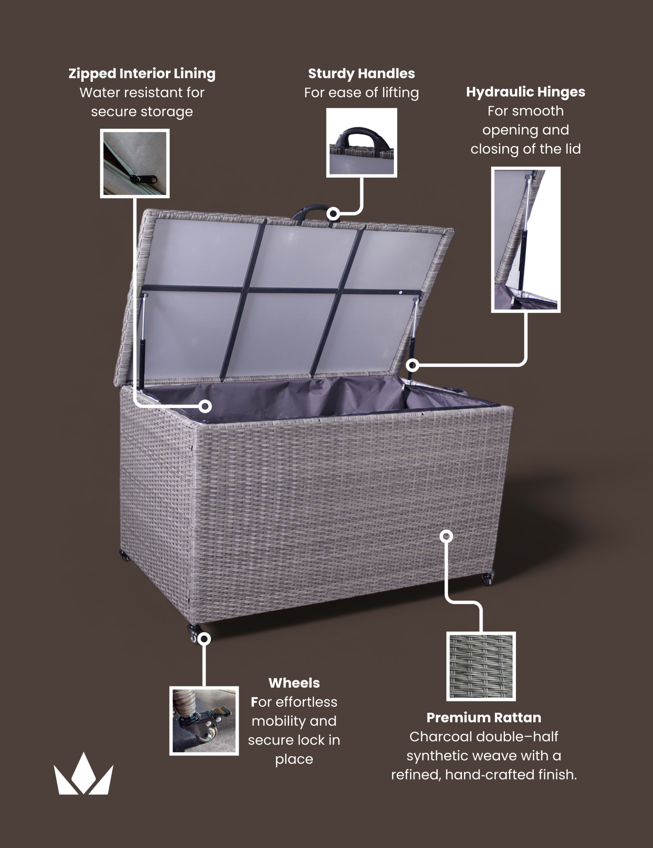 Rattan Outdoor Cushion Storage Box 645L 7 of 9