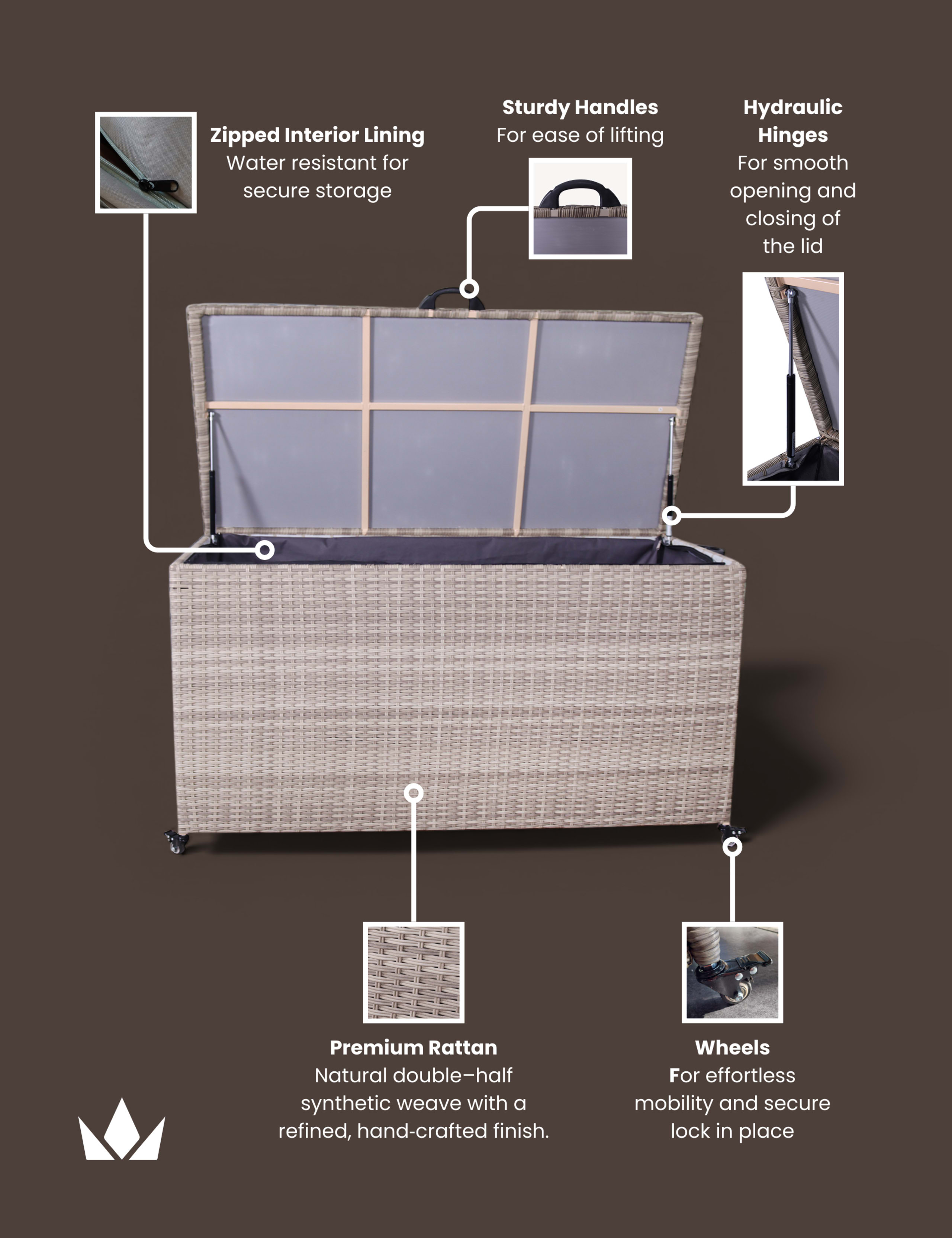 Rattan Outdoor Cushion Storage Box 645L 7 of 9