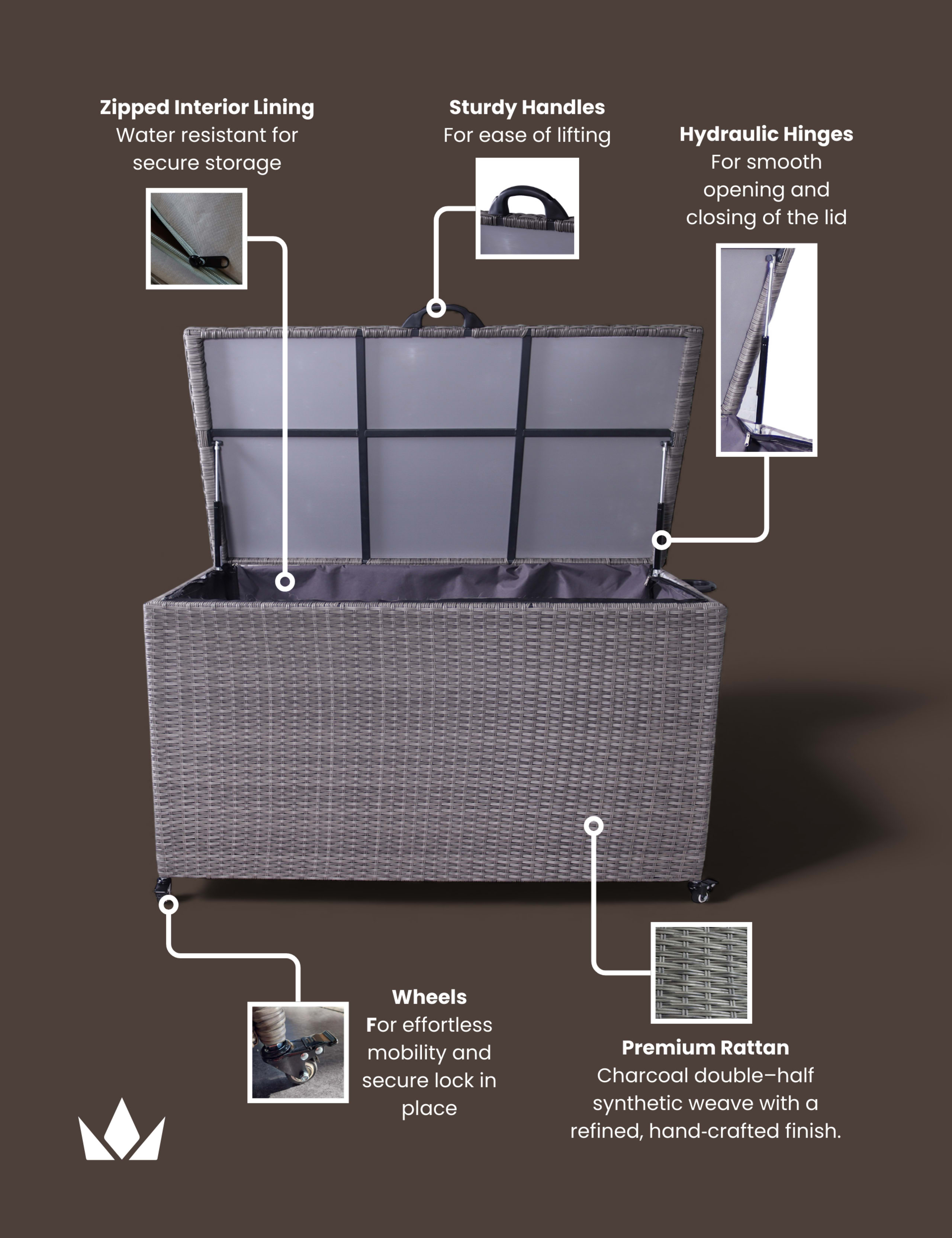 Rattan Outdoor Cushion Storage Box 826L 8 of 10