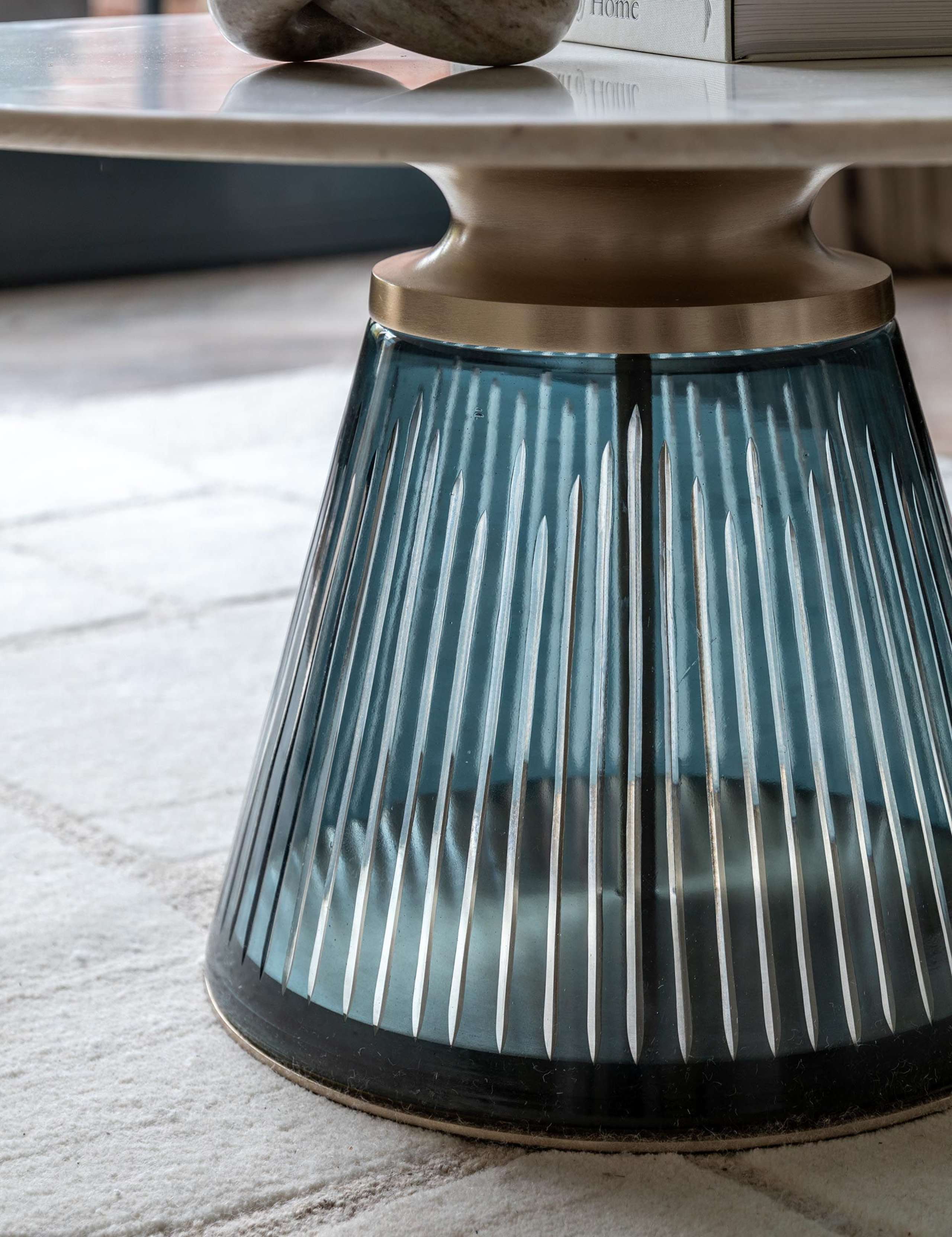 Seville Marble Top Metal & Glass Coffee Table 4 of 7