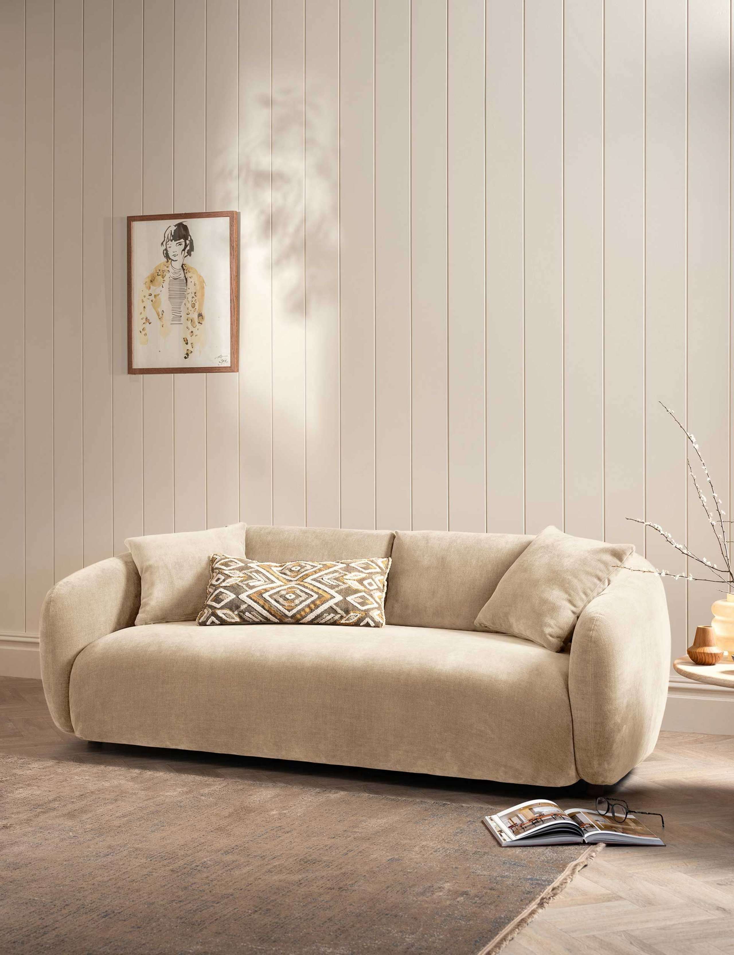 Cocoon Chenille 3 Seater Curved Sofa 1 of 7
