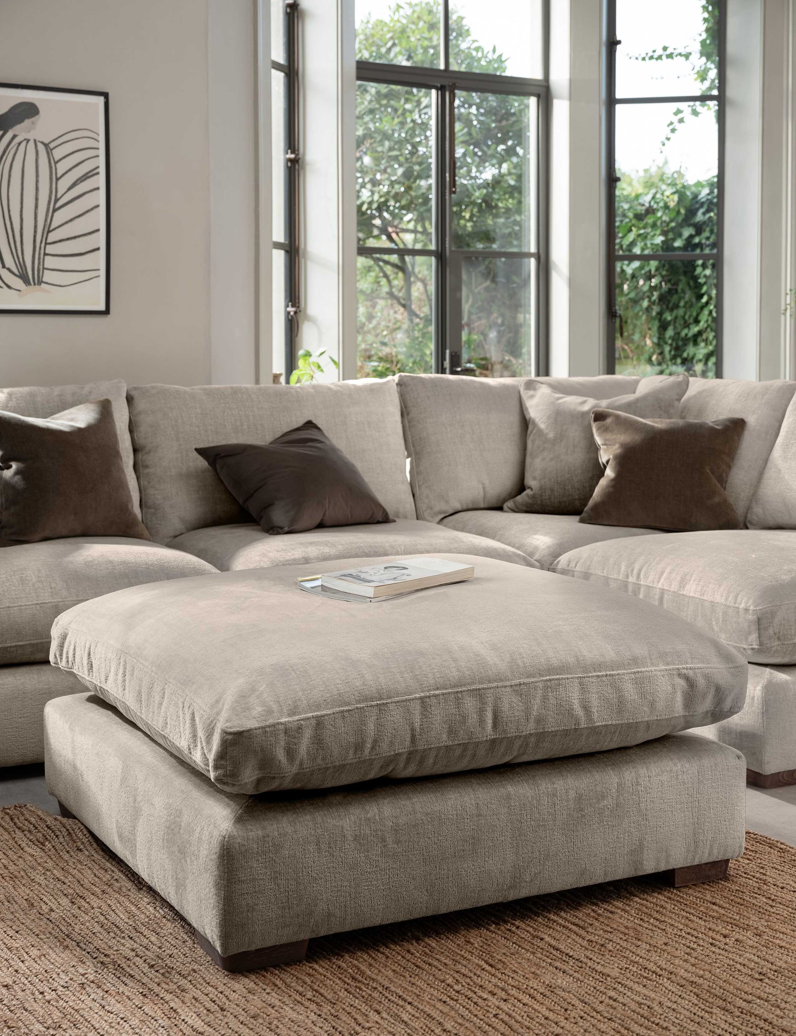 Palmer Textured Chenille Footstool 1 of 5