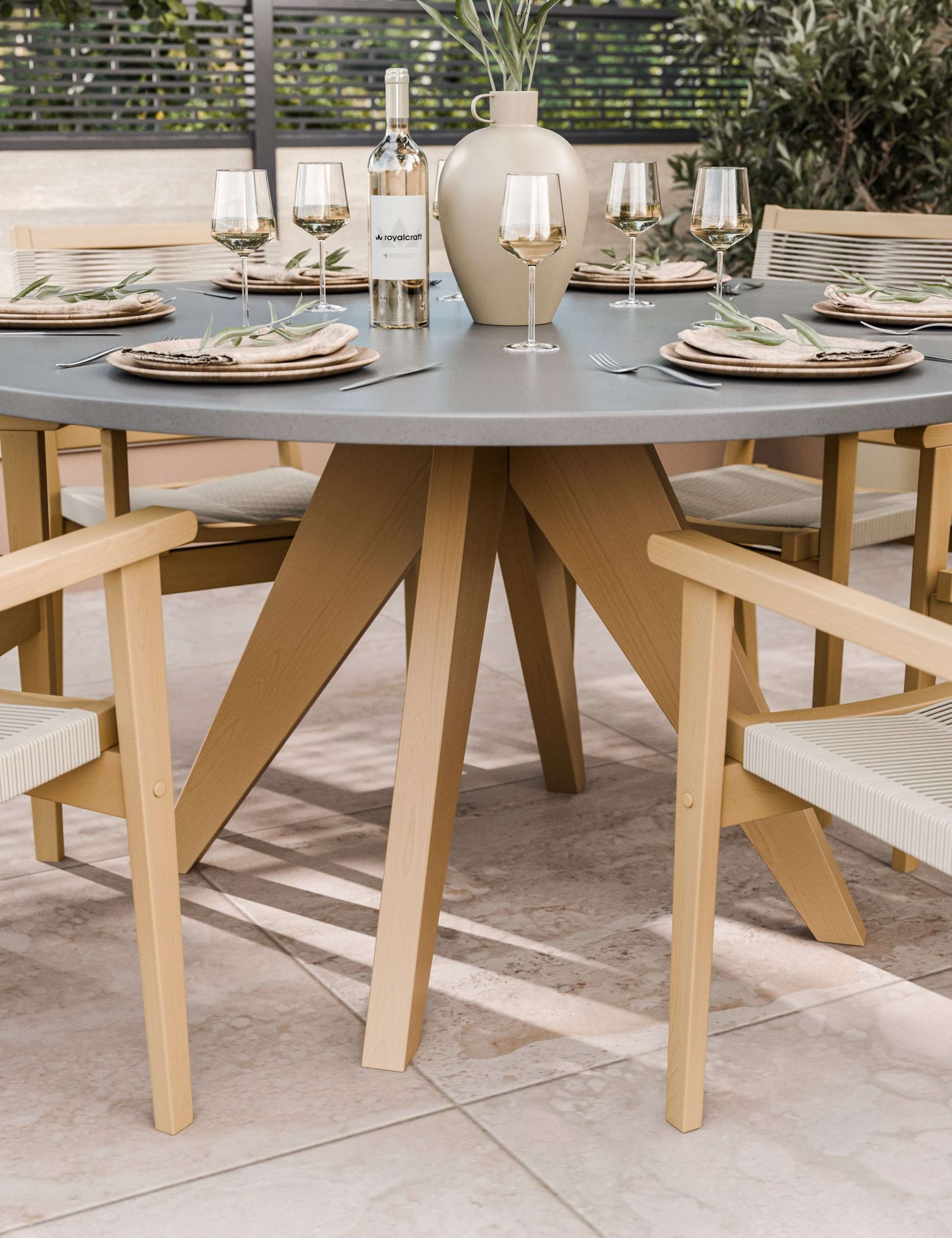 Luna 6 Seater Dining Set With Roma Stacking Chairs 4 of 5