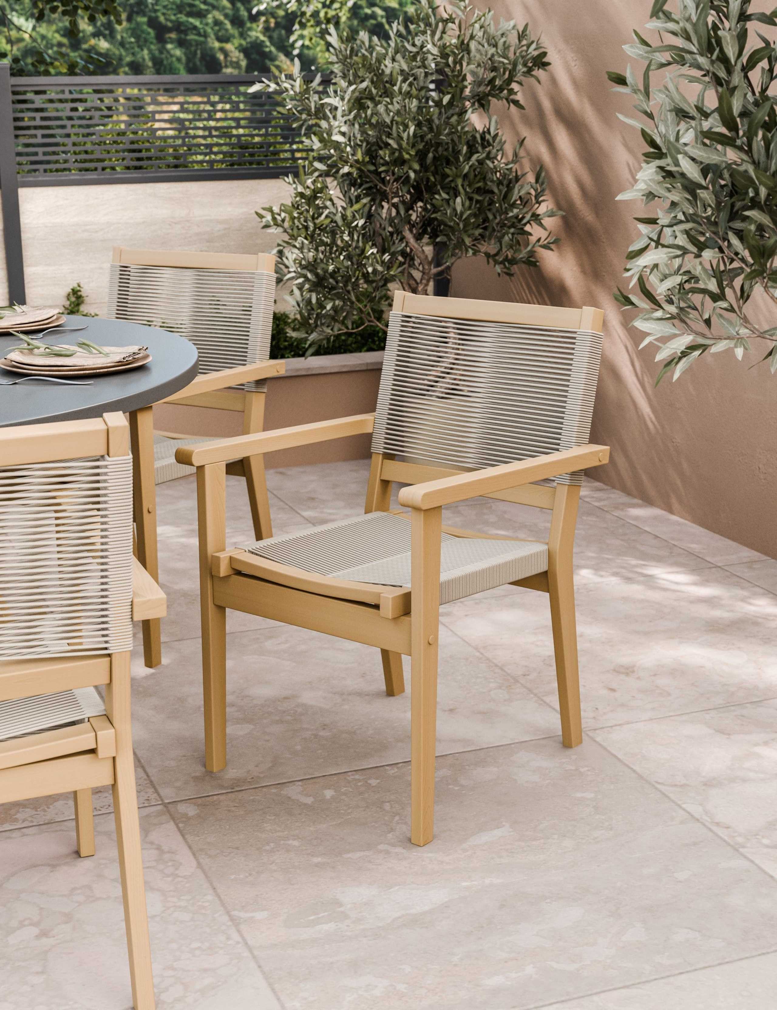 Luna 6 Seater Dining Set With Roma Stacking Chairs 5 of 5