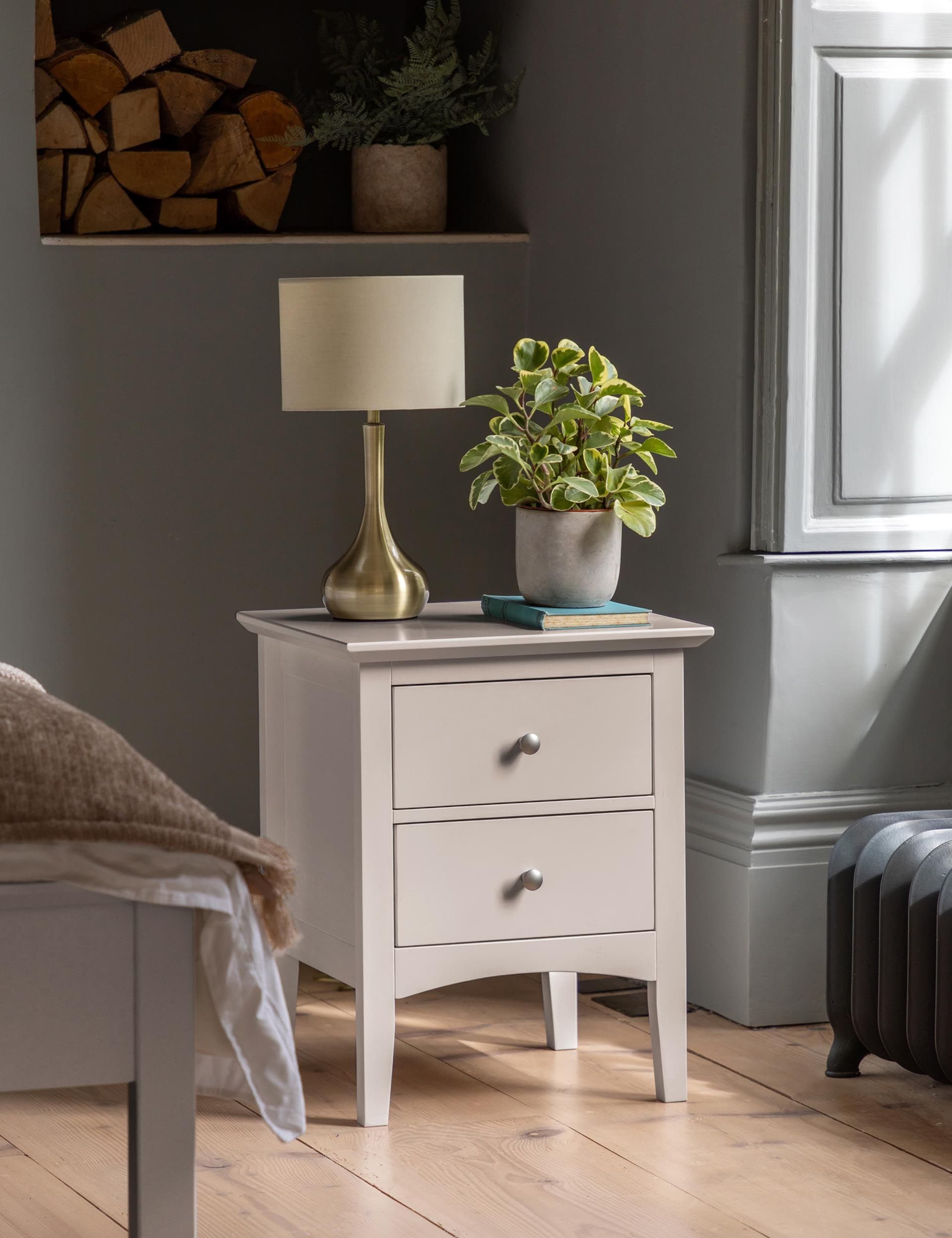 Hastings Grey 2 Drawer Bedside Table 1 of 13