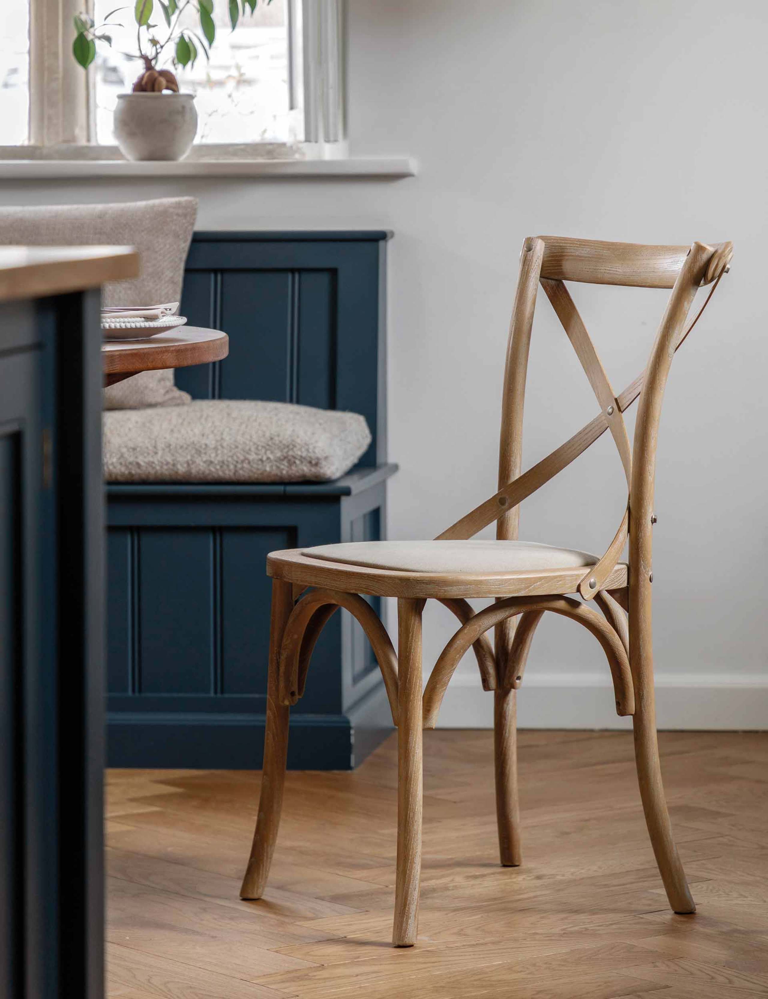 Set of 2 Pavilion Washed Linen Oak Chairs 1 of 8