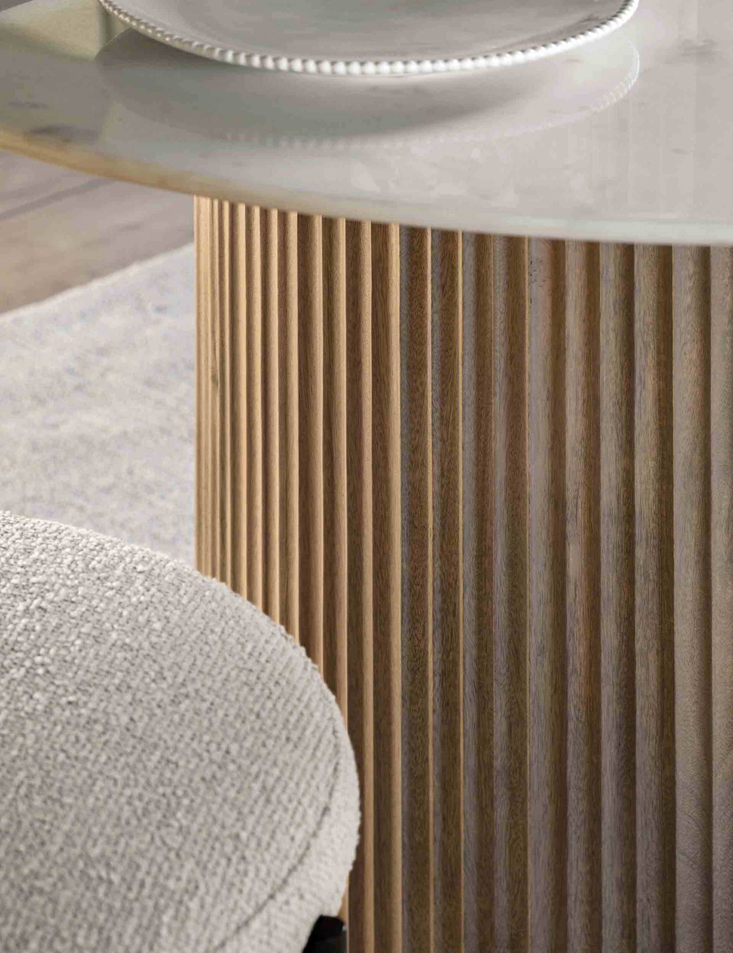 Marmo Marble Mango Wood Round Dining Table 3 of 6