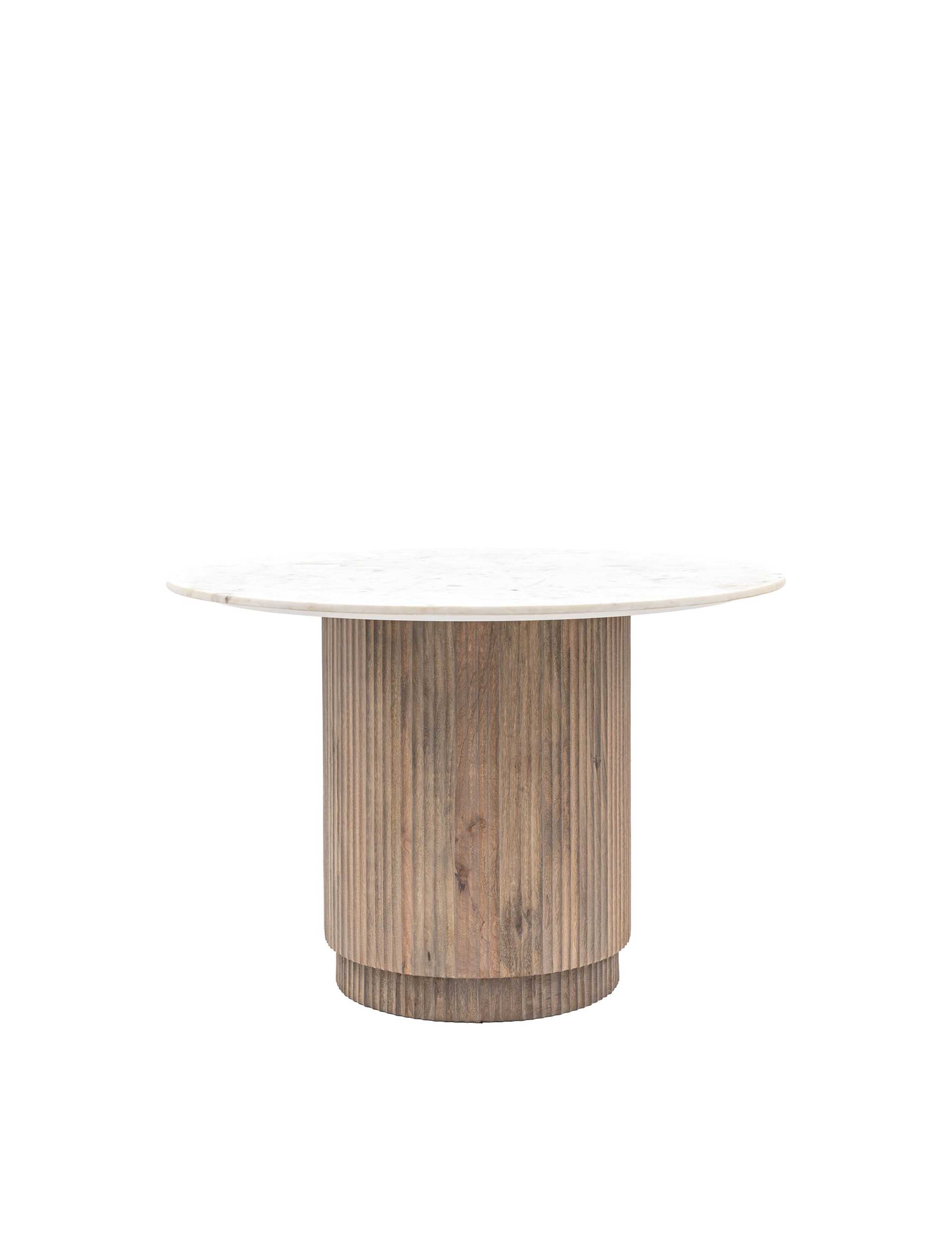 Marmo Marble Mango Wood Round Dining Table 2 of 6