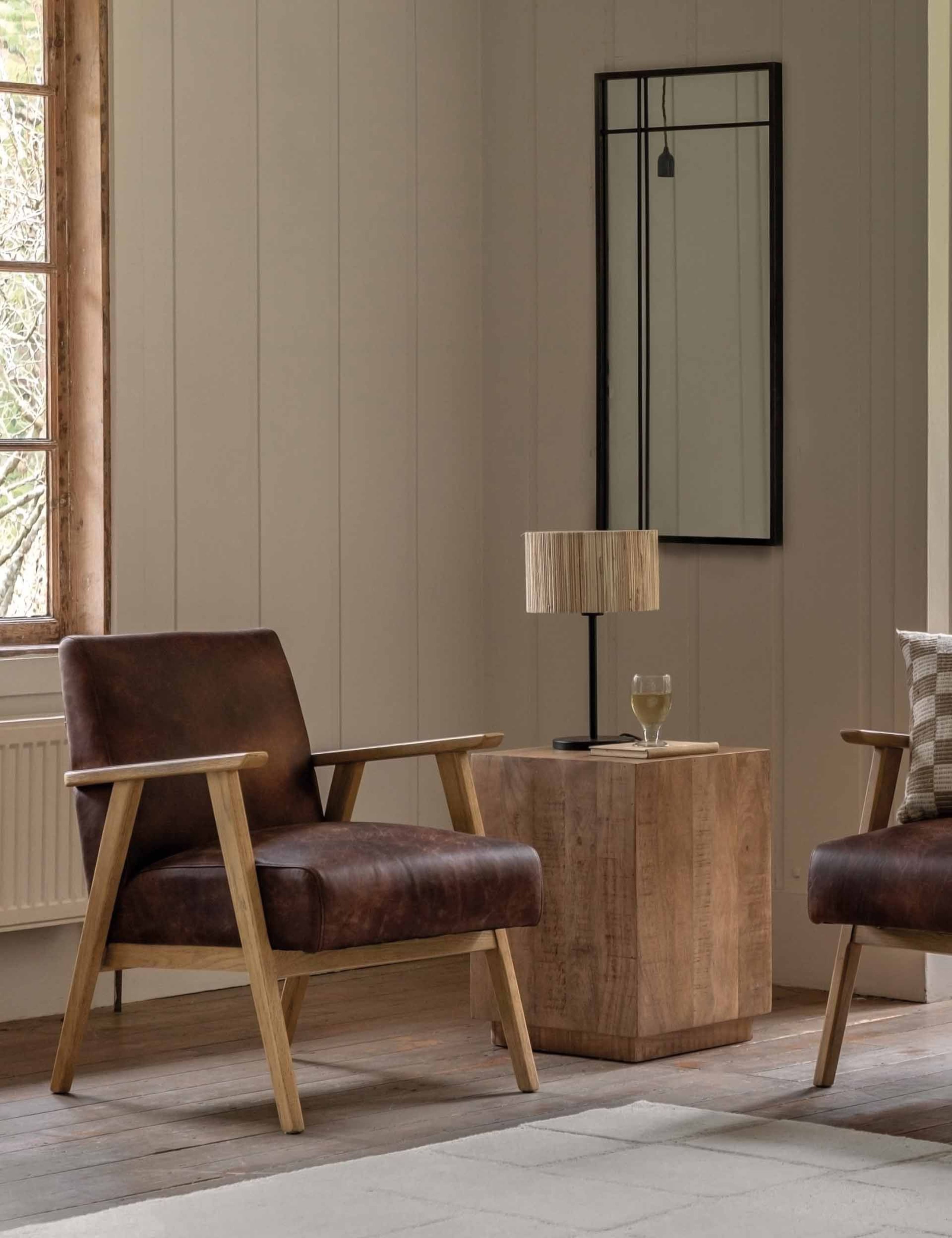 Neyland Wood Leather Armchair 3 of 9