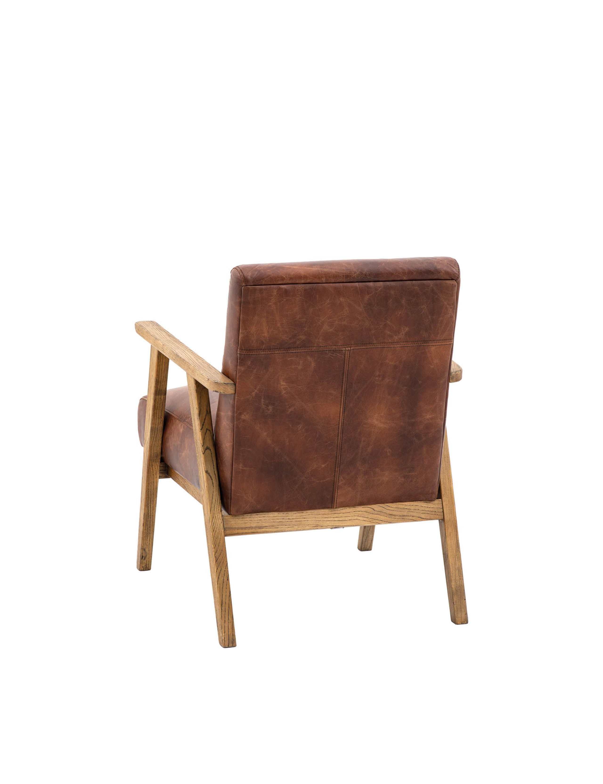 Neyland Wood Leather Armchair 6 of 9