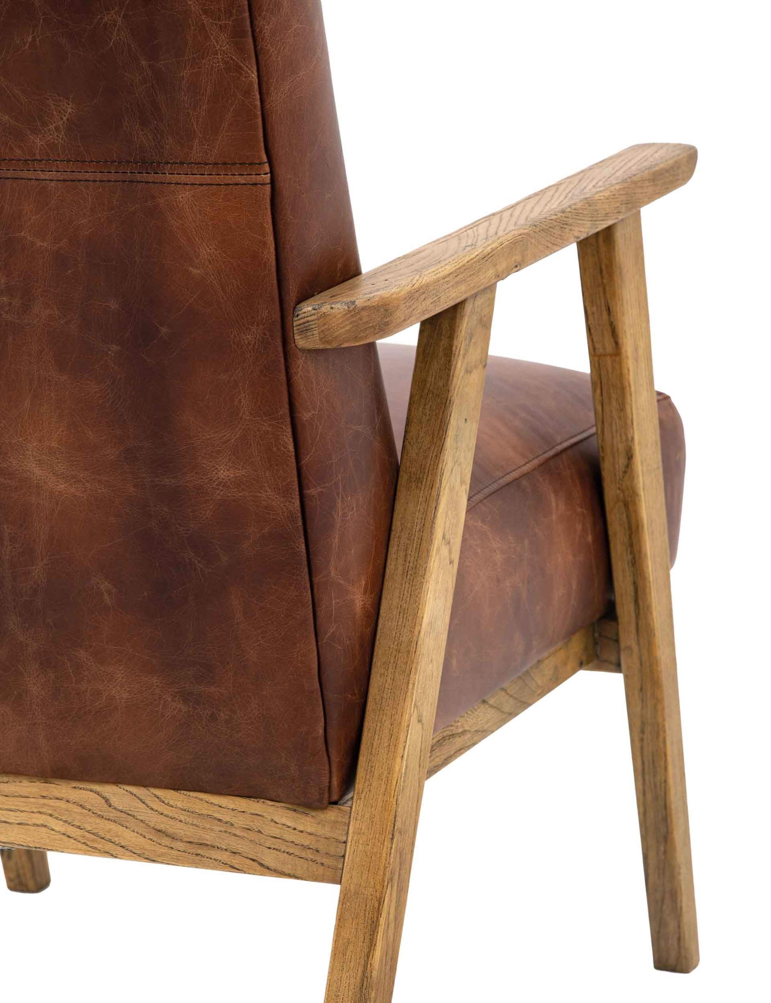 Neyland Wood Leather Armchair 7 of 9