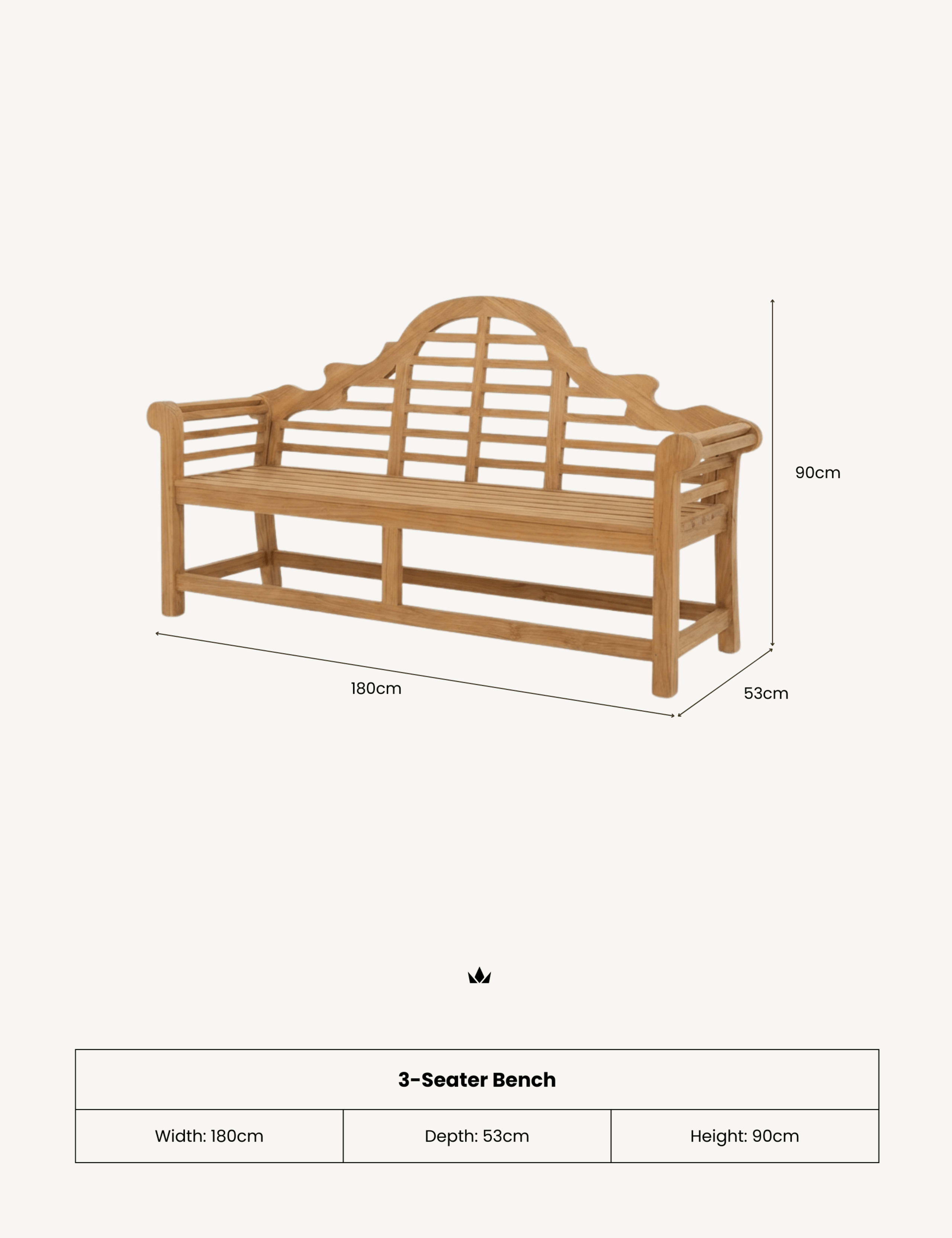 Ciara Wooden 3-Seater Garden Bench 5 of 6