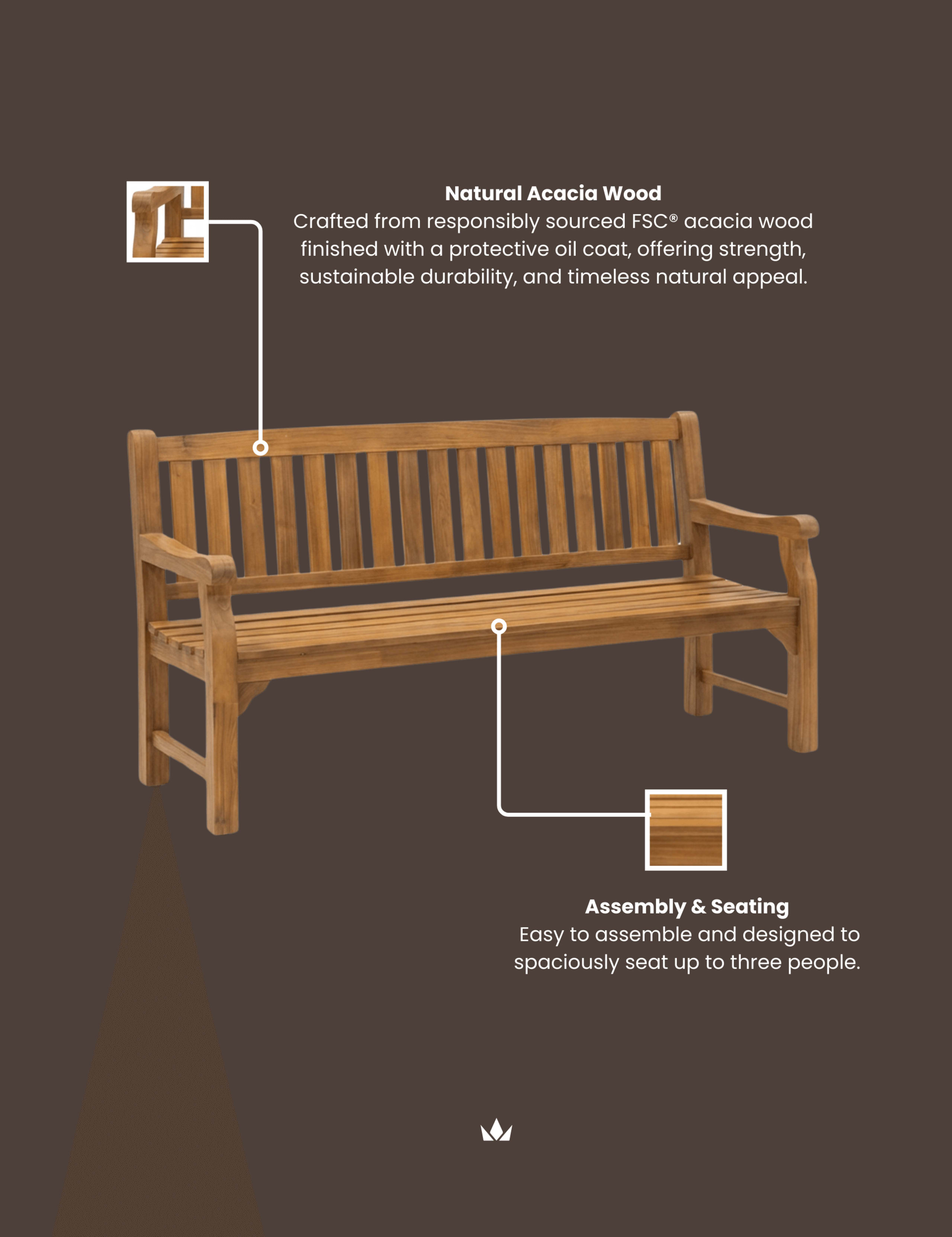 Sofia Large Three-Seater Garden Bench 5 of 5