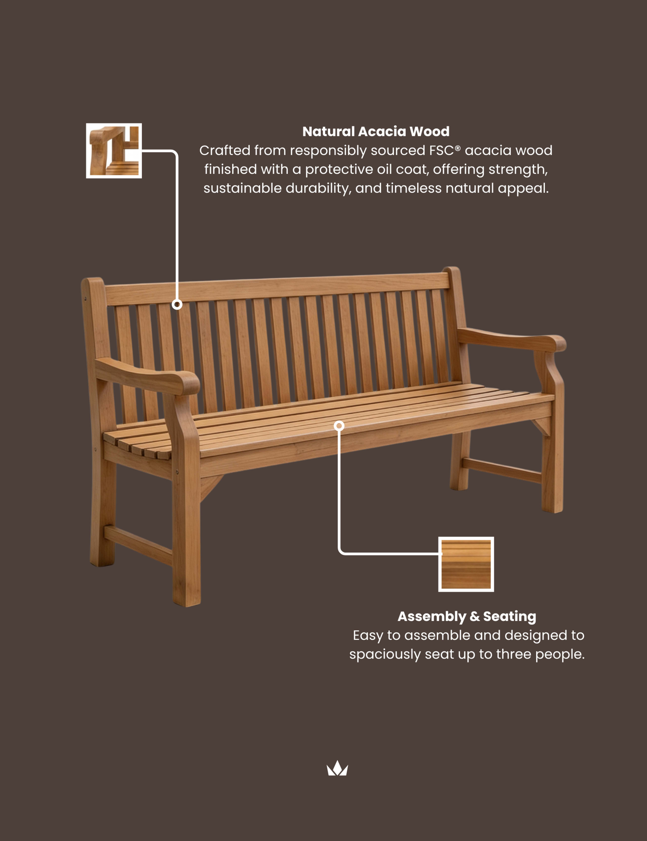 Sofia Large Three-Seater Garden Bench 7 of 7