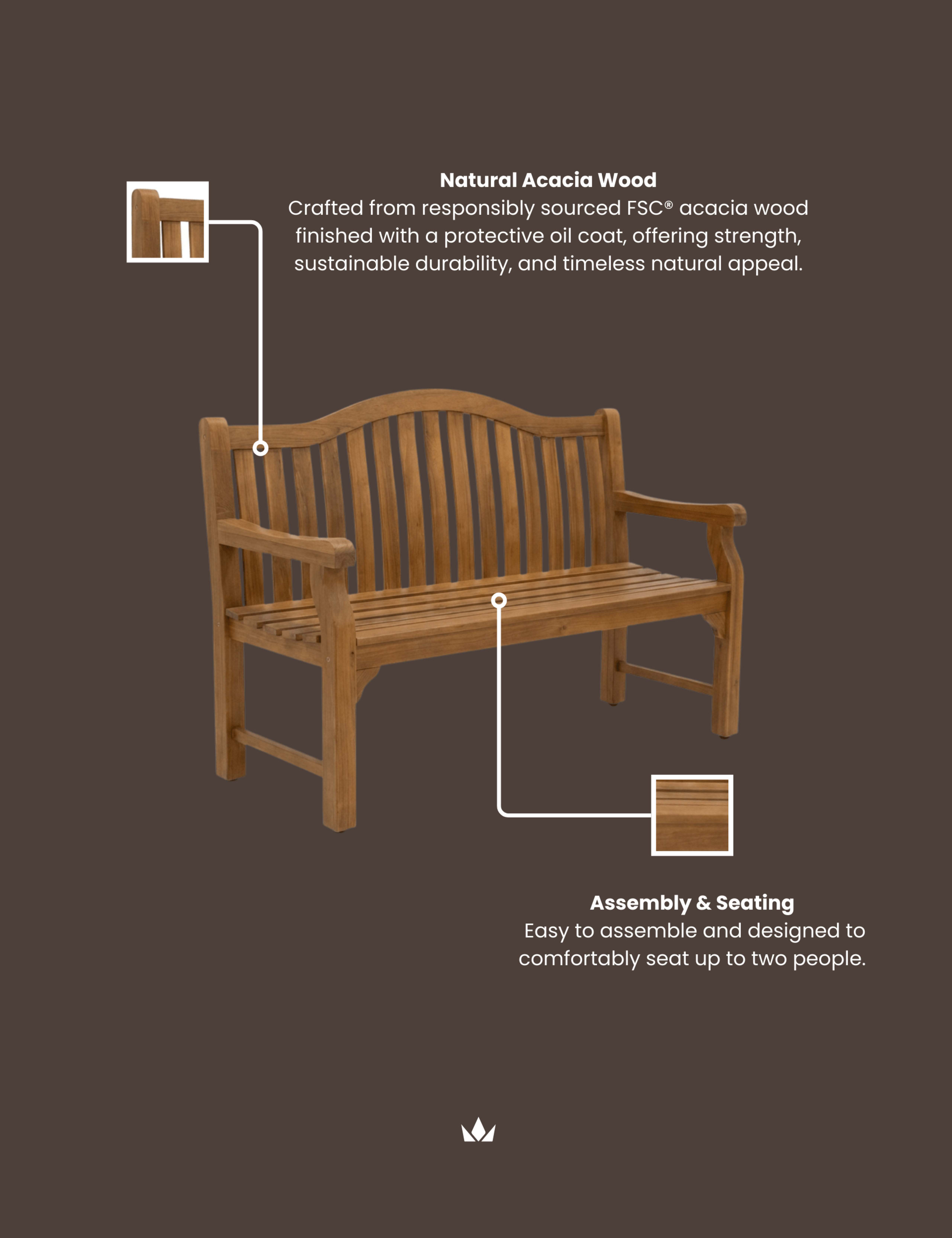 Maria Large 3-Seater Garden Bench 7 of 7
