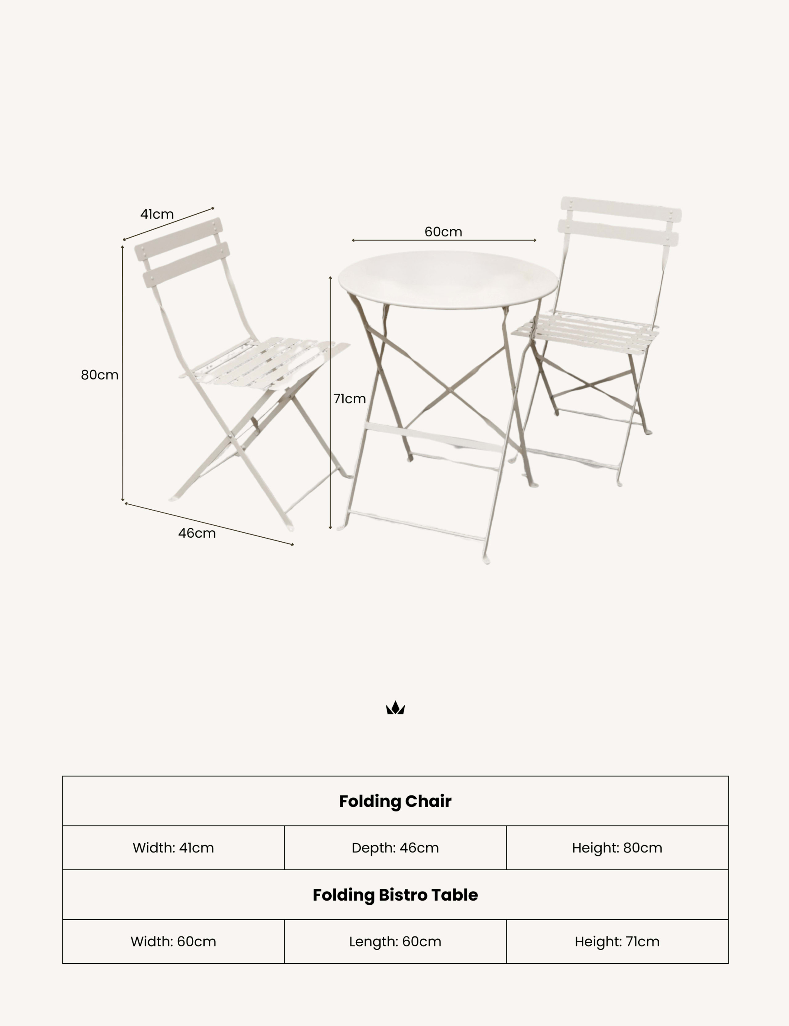 Padstow Folding 2 Seater Bistro Set 5 of 6