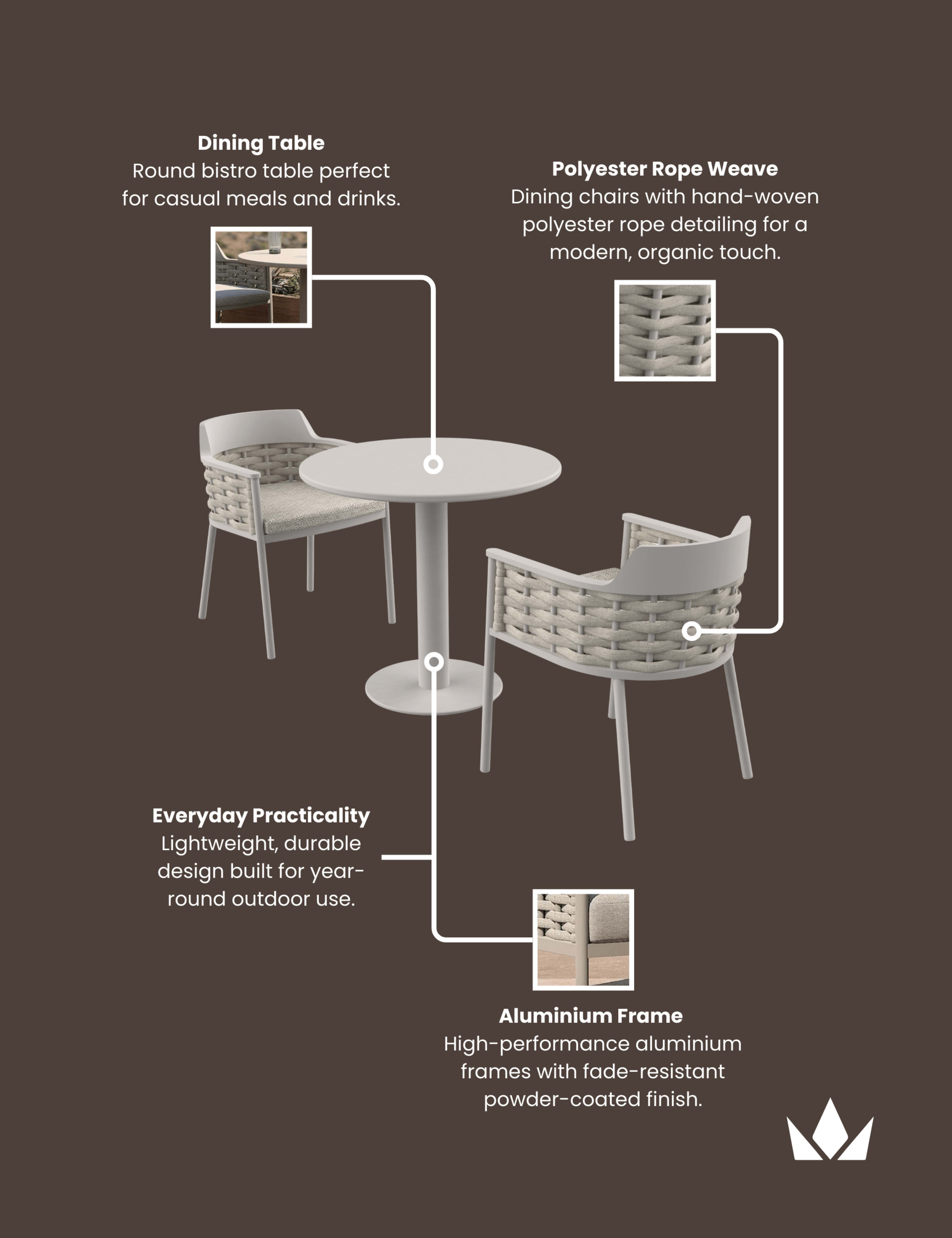 OLMA 2 Seater Bistro Set 6 of 7
