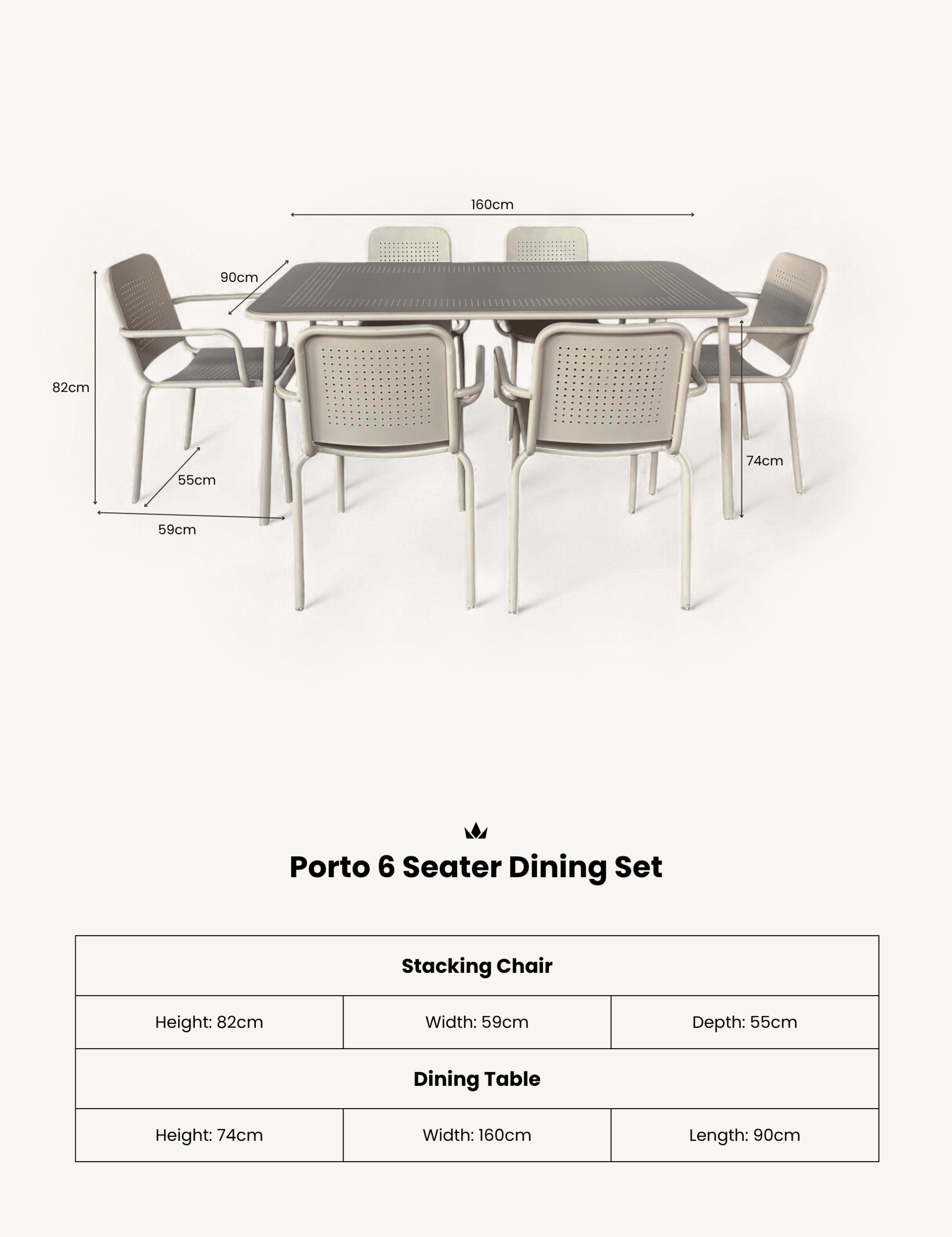 Porto 6 Seater Garden Dining Set 5 of 6