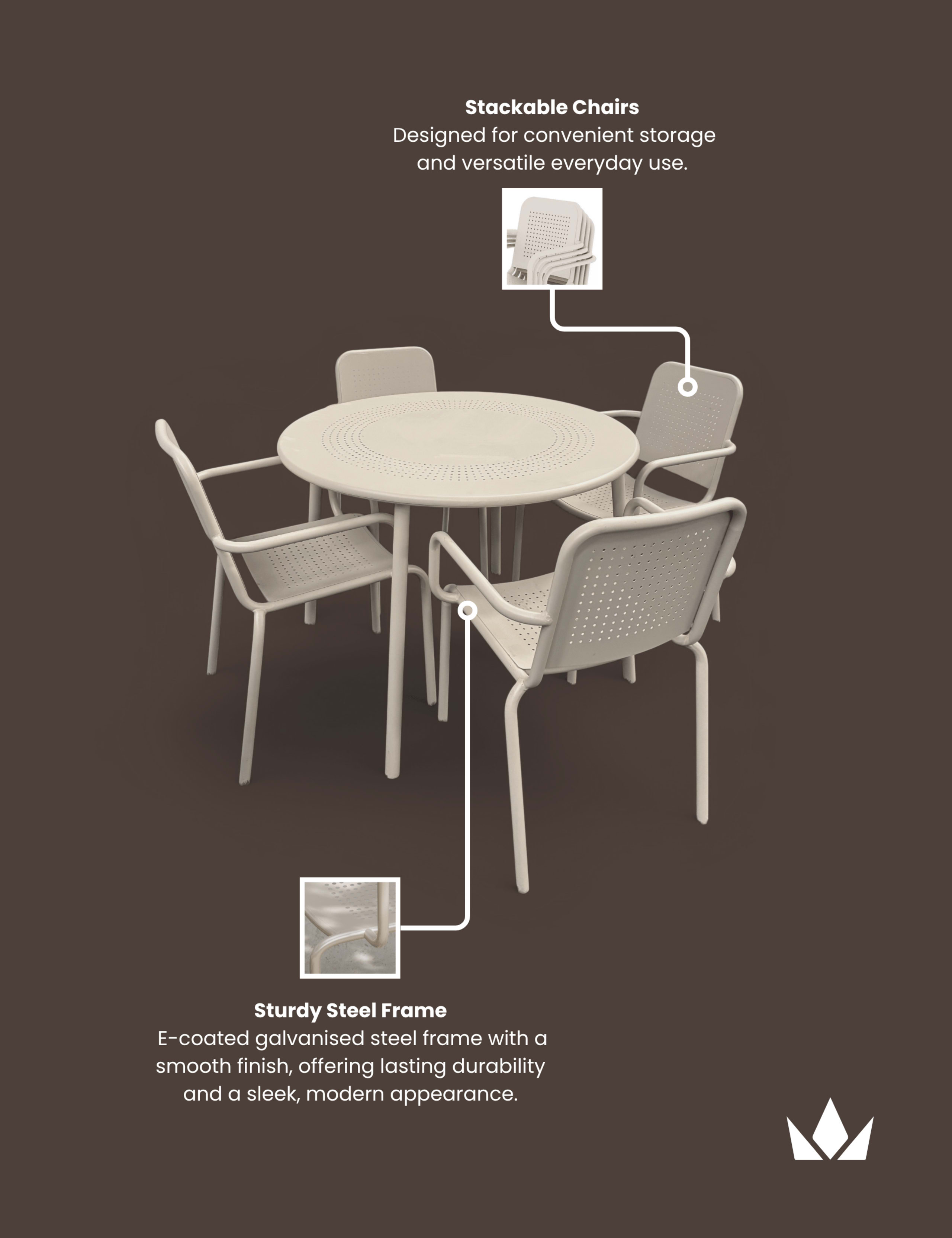 Porto 4 Seater Round Dining Set 5 of 5