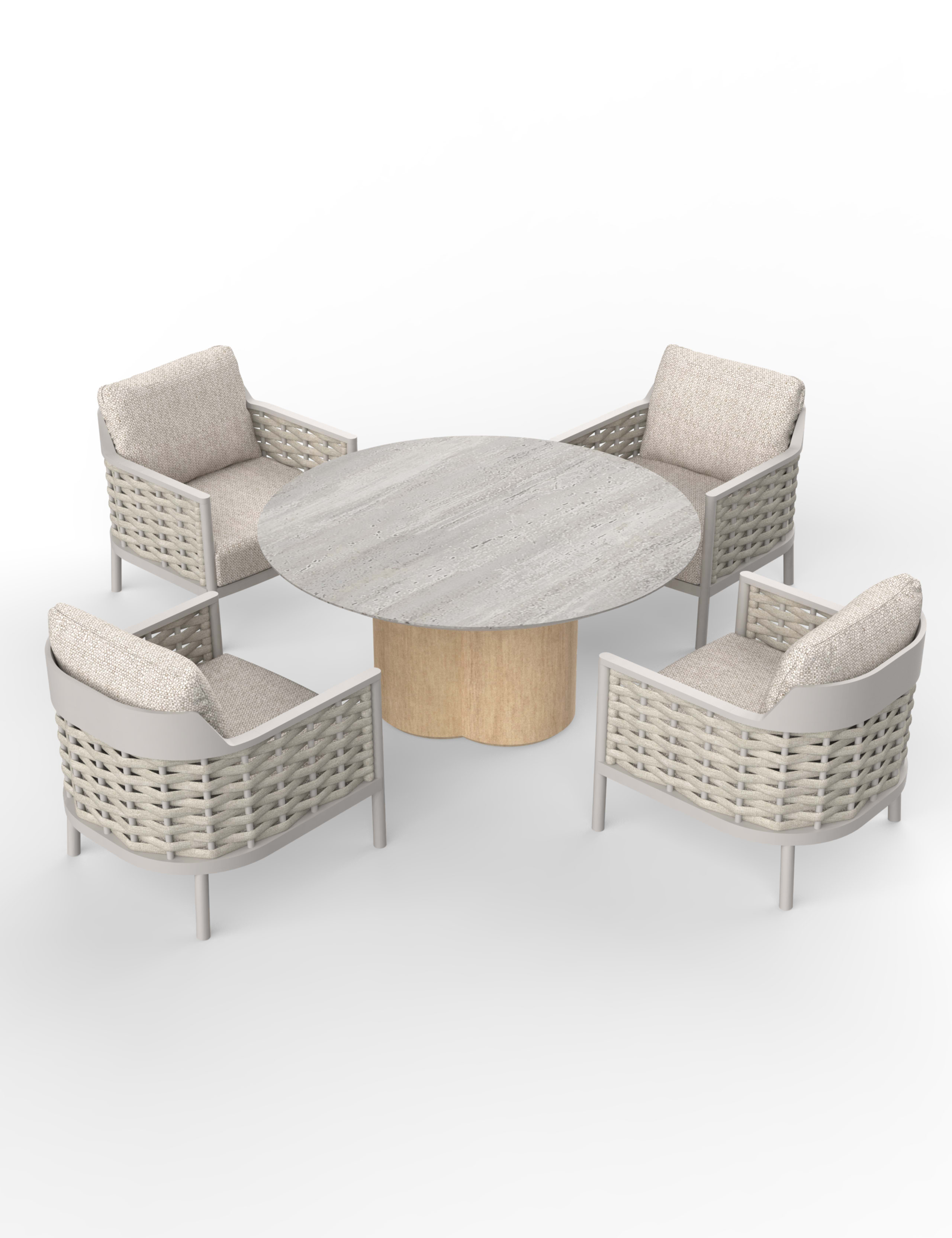 Olma Round Table and 4 Armchairs Dining Set 1 of 5