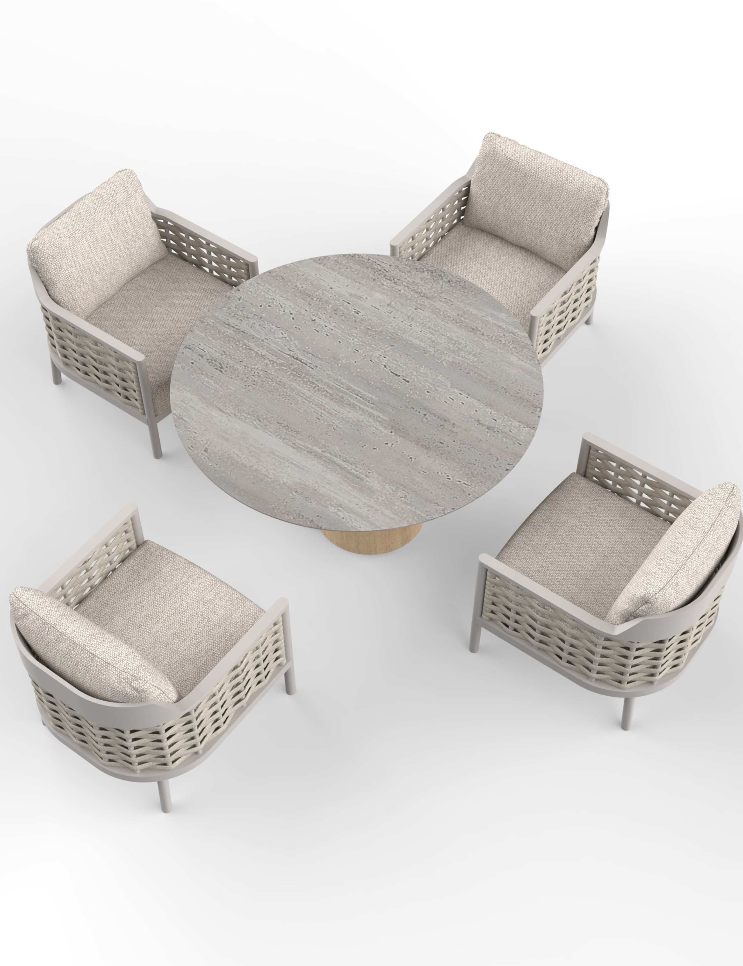 Olma Round Table and 4 Armchairs Dining Set 2 of 5