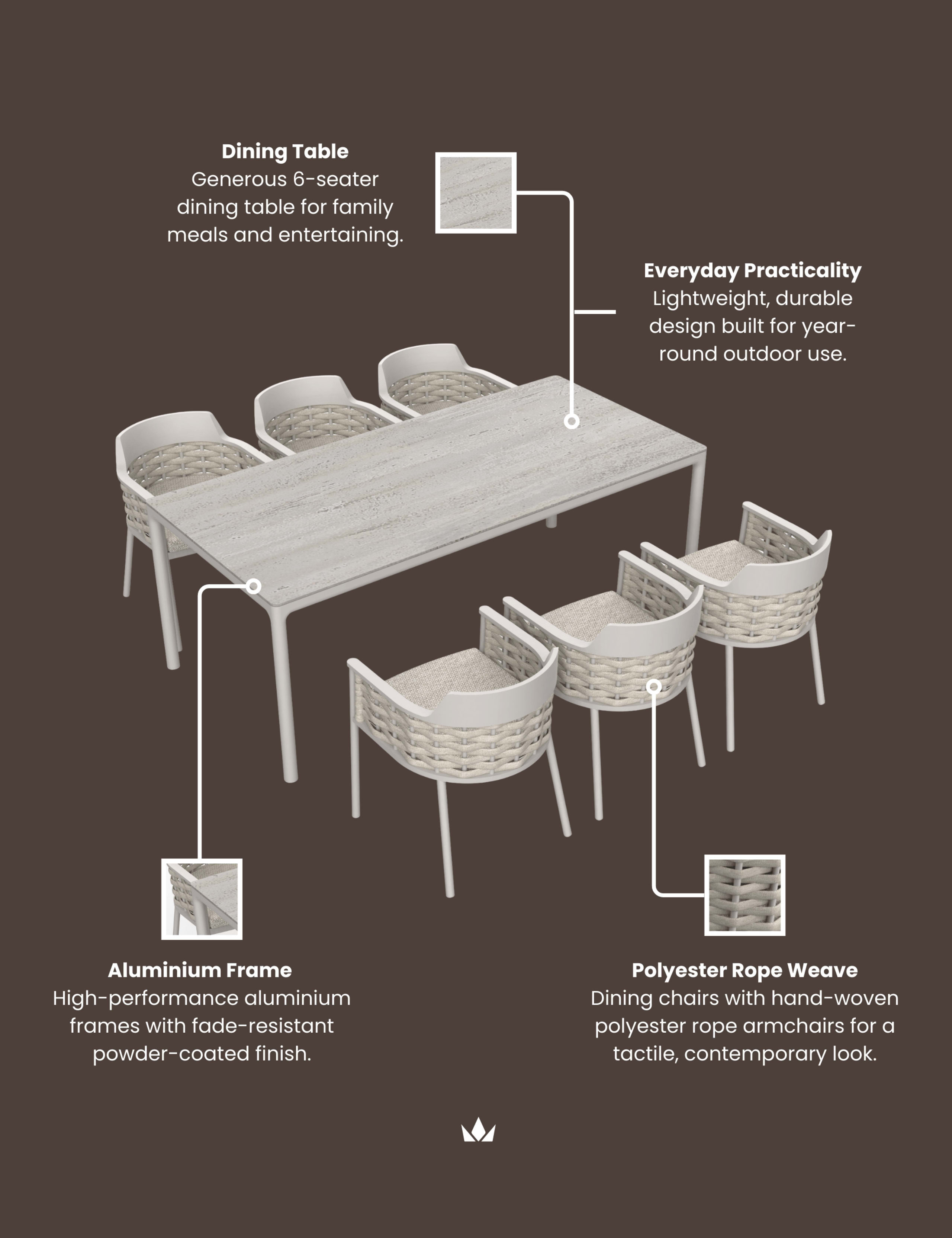 Olma 6 Seater Garden Dining Set 4 of 5