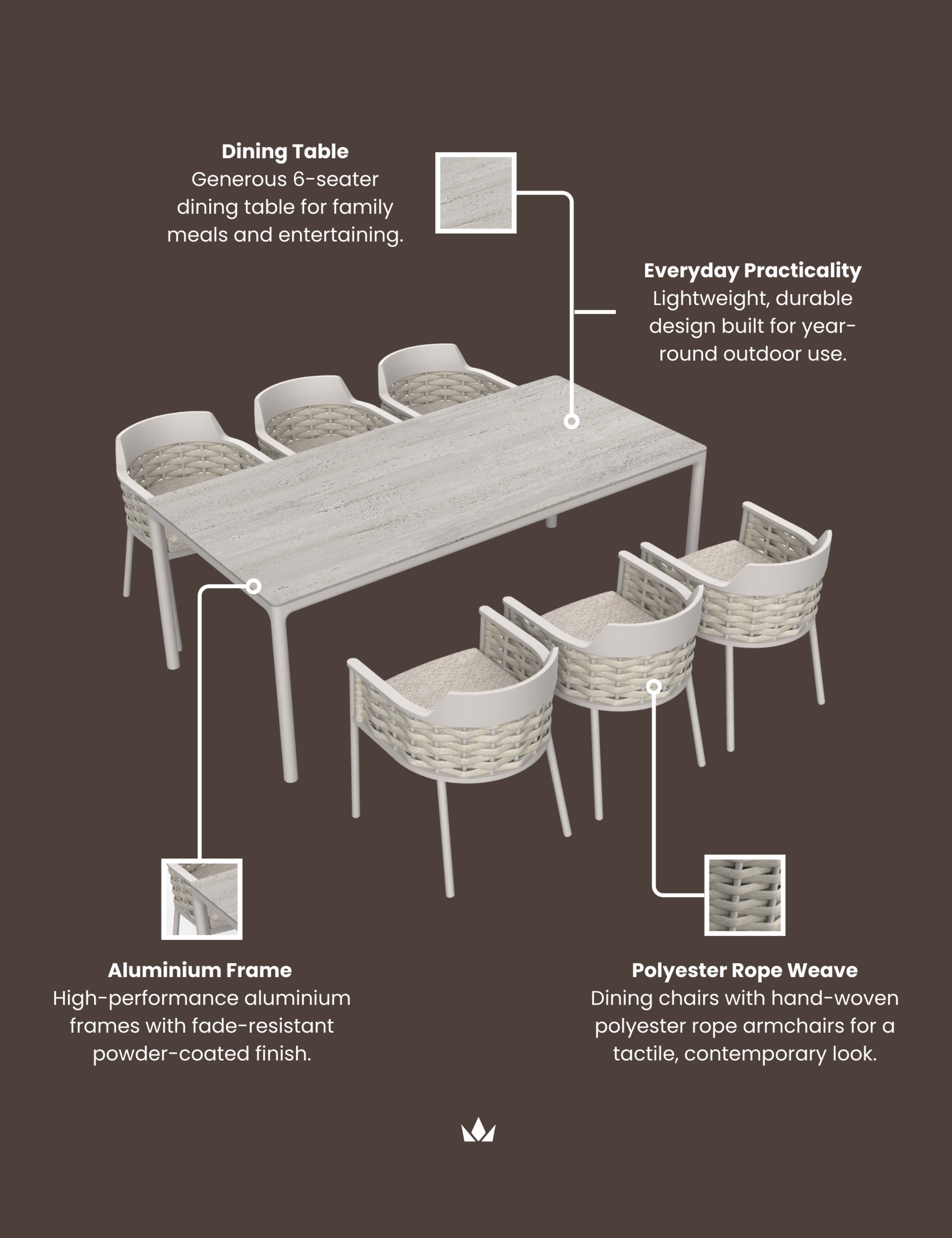 Olma 6 Seater Garden Dining Set 8 of 8