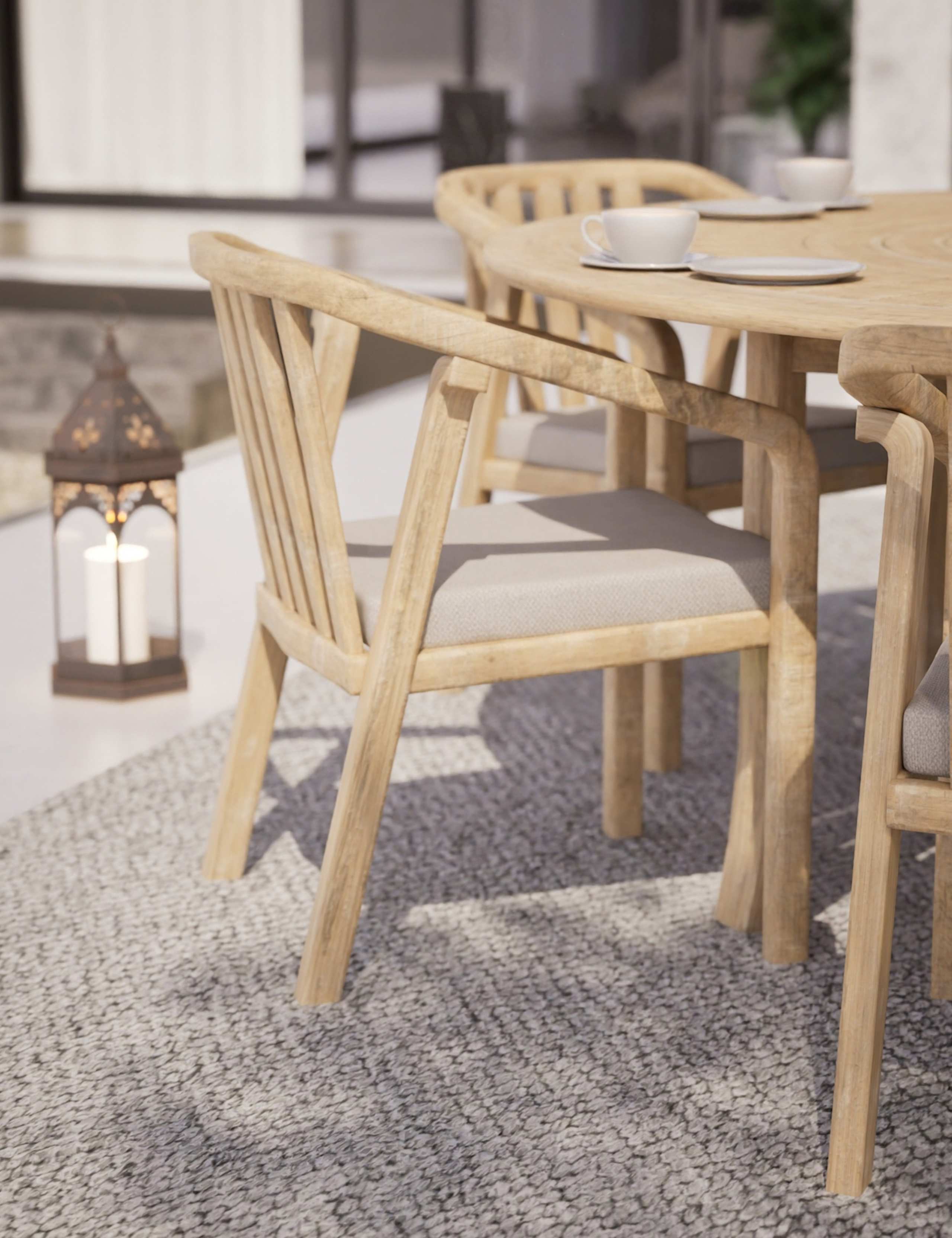 Maris 6 Seater Round Wood Dining Set 3 of 8