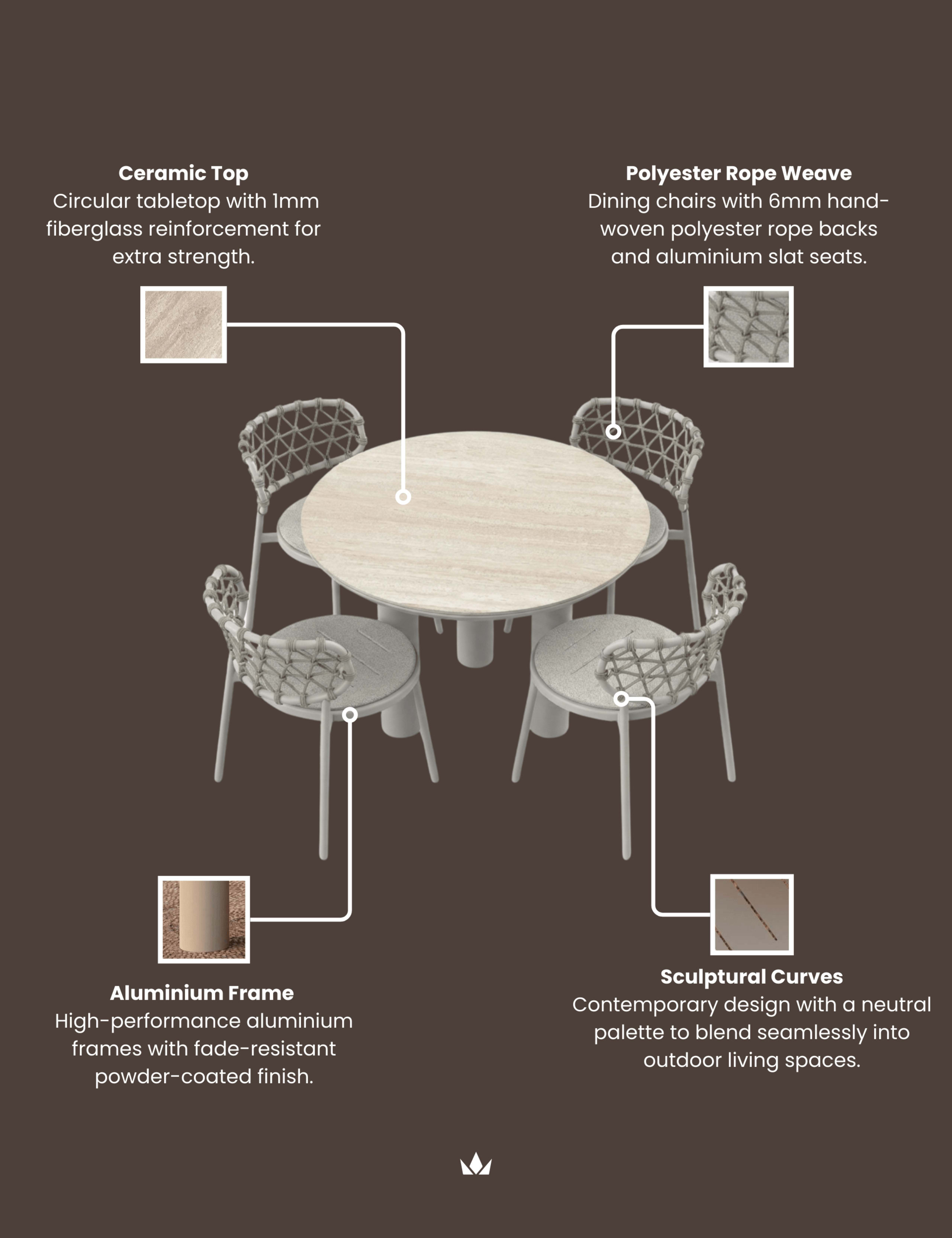 Koko 4 Seater Garden Dining Table and Chairs 4 of 4