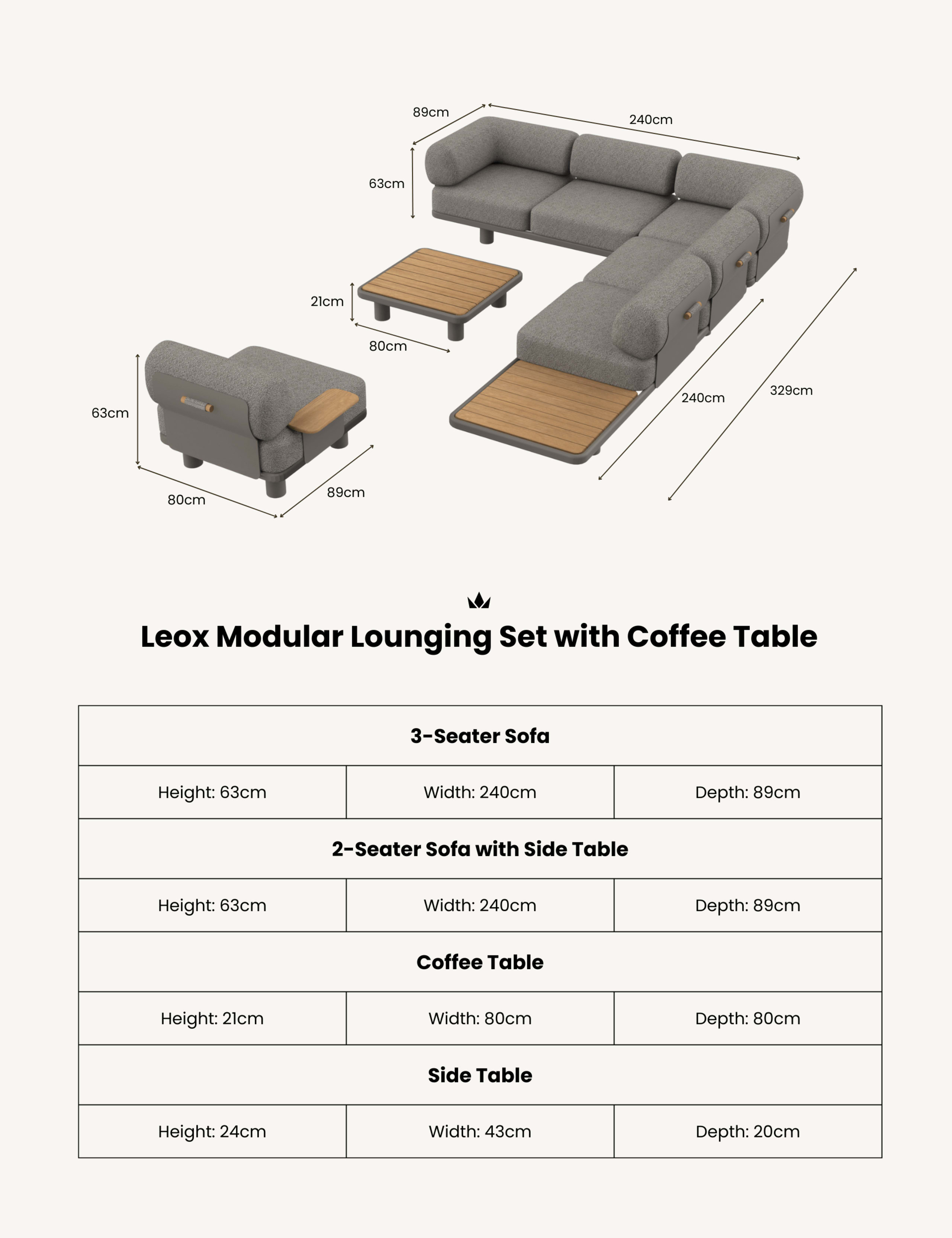 Leox Modular 5 Seater Garden Corner Sofa Set 8 of 9