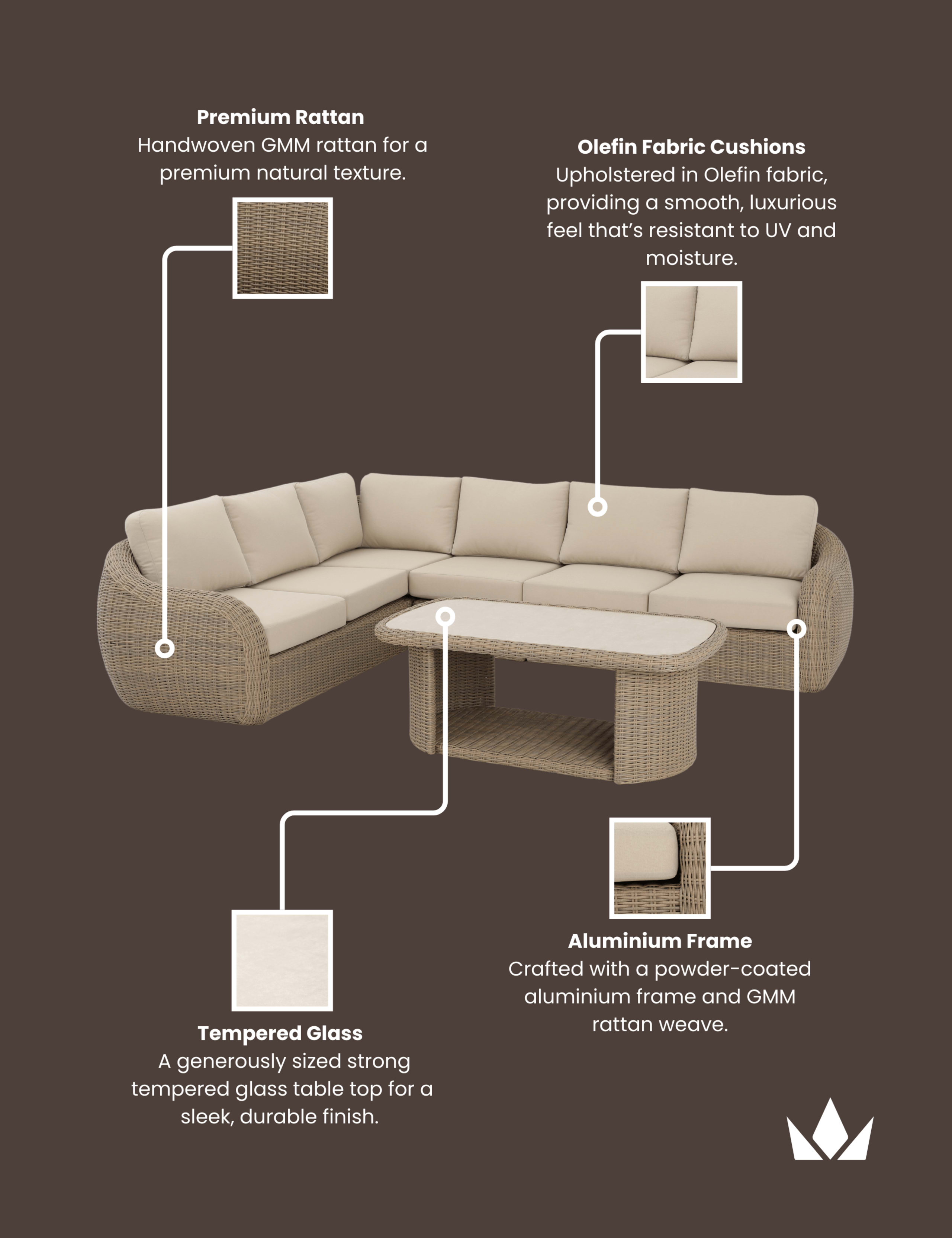 Bora 6 Seater Garden Lounge Set 7 of 7