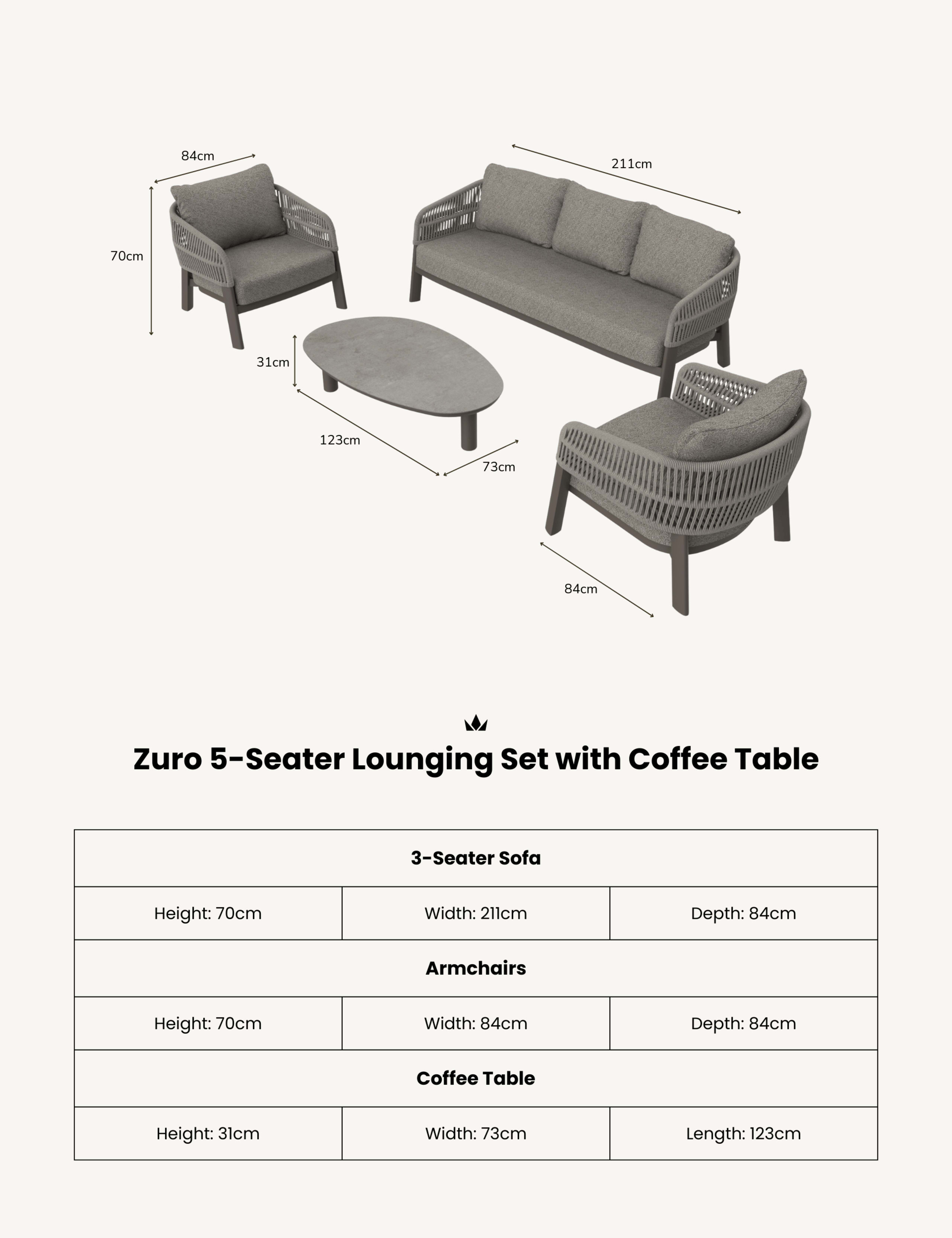 Zuro 5 Seater Lounge Set 6 of 7
