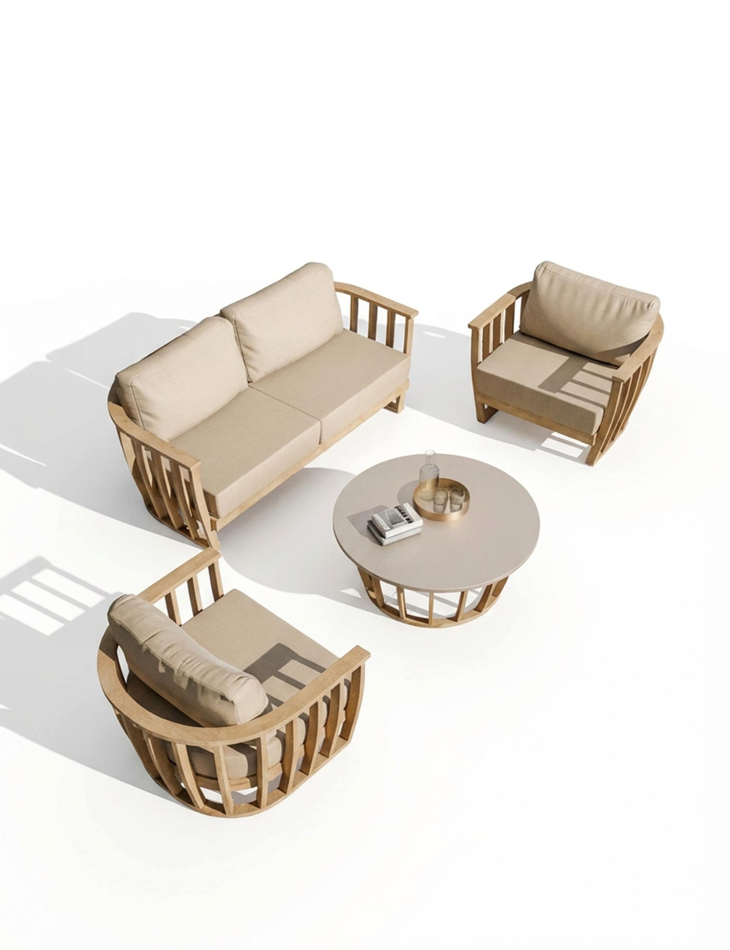 Lucca Wood 5 Seater Lounge Set 6 of 12
