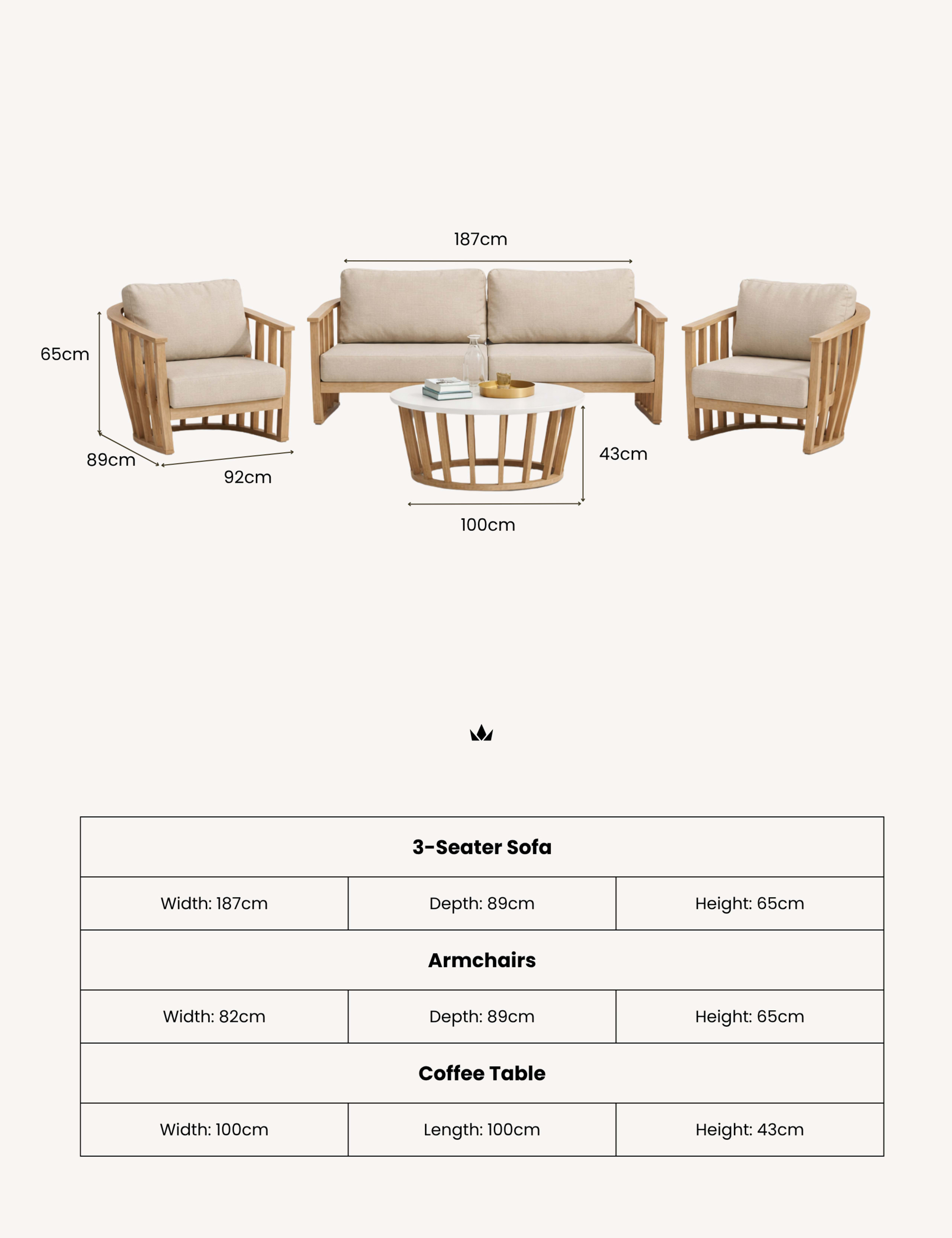 Lucca Wood 5 Seater Lounge Set 11 of 12