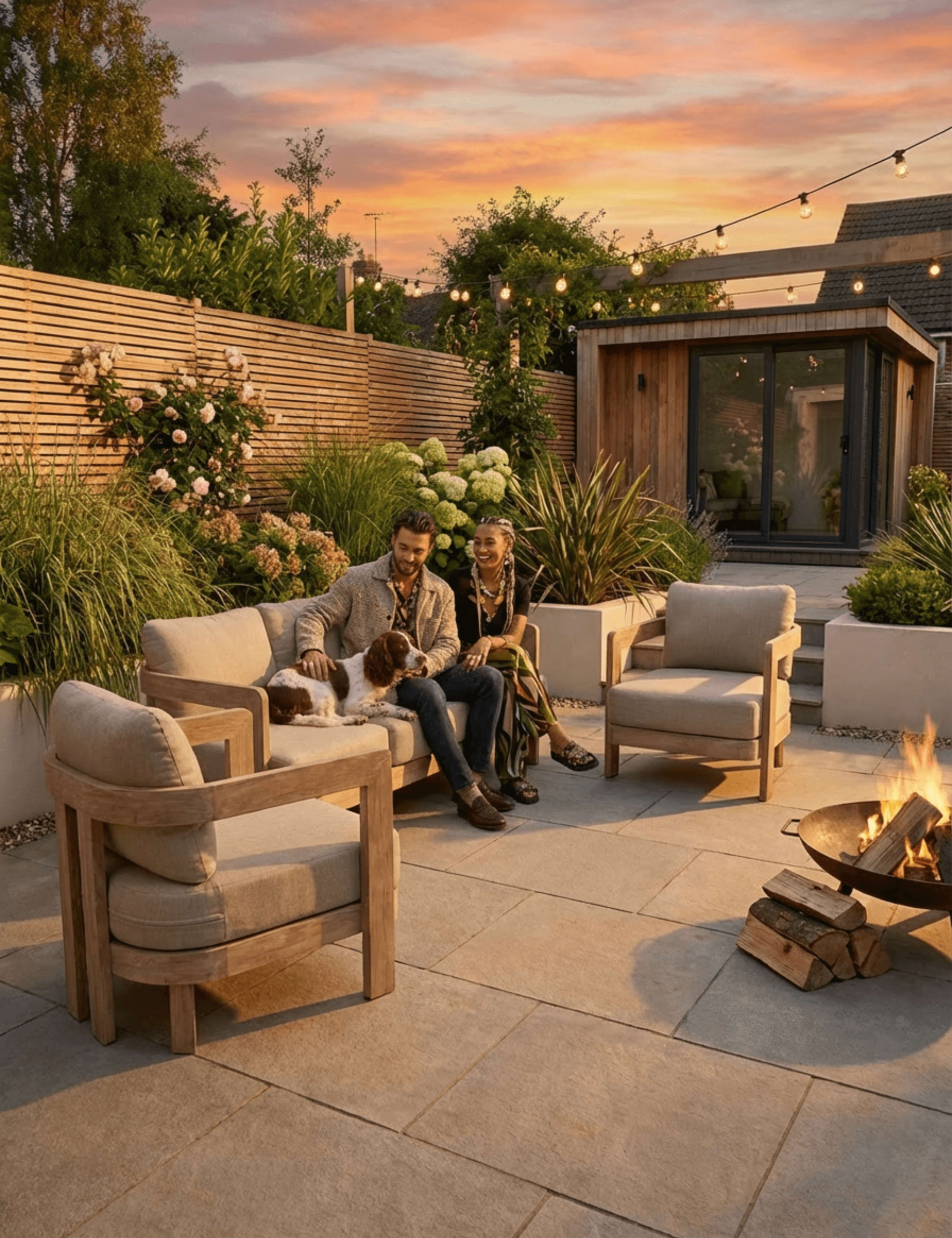 Evora Wood 5 Seater Lounge Set 2 of 2