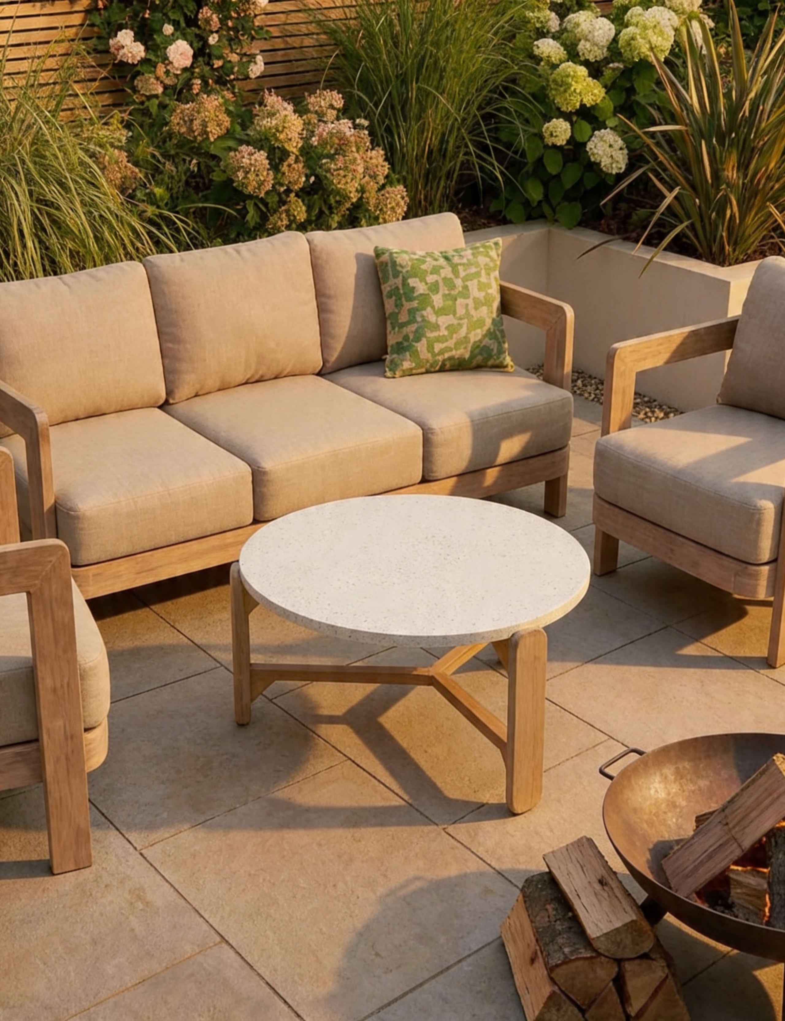 Evora Wood 5 Seater Lounge Set 4 of 7