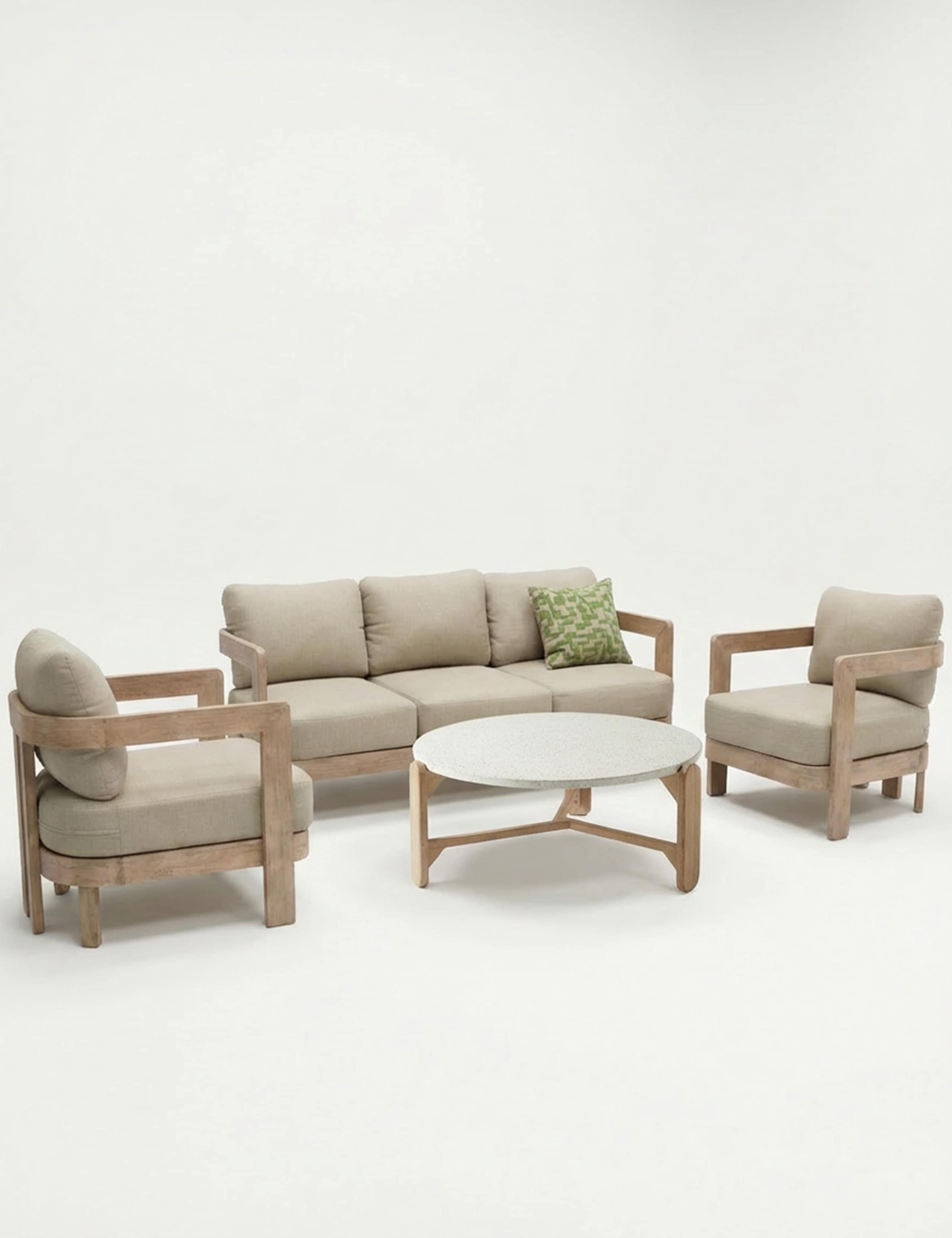 Evora Wood 5 Seater Lounge Set 5 of 7
