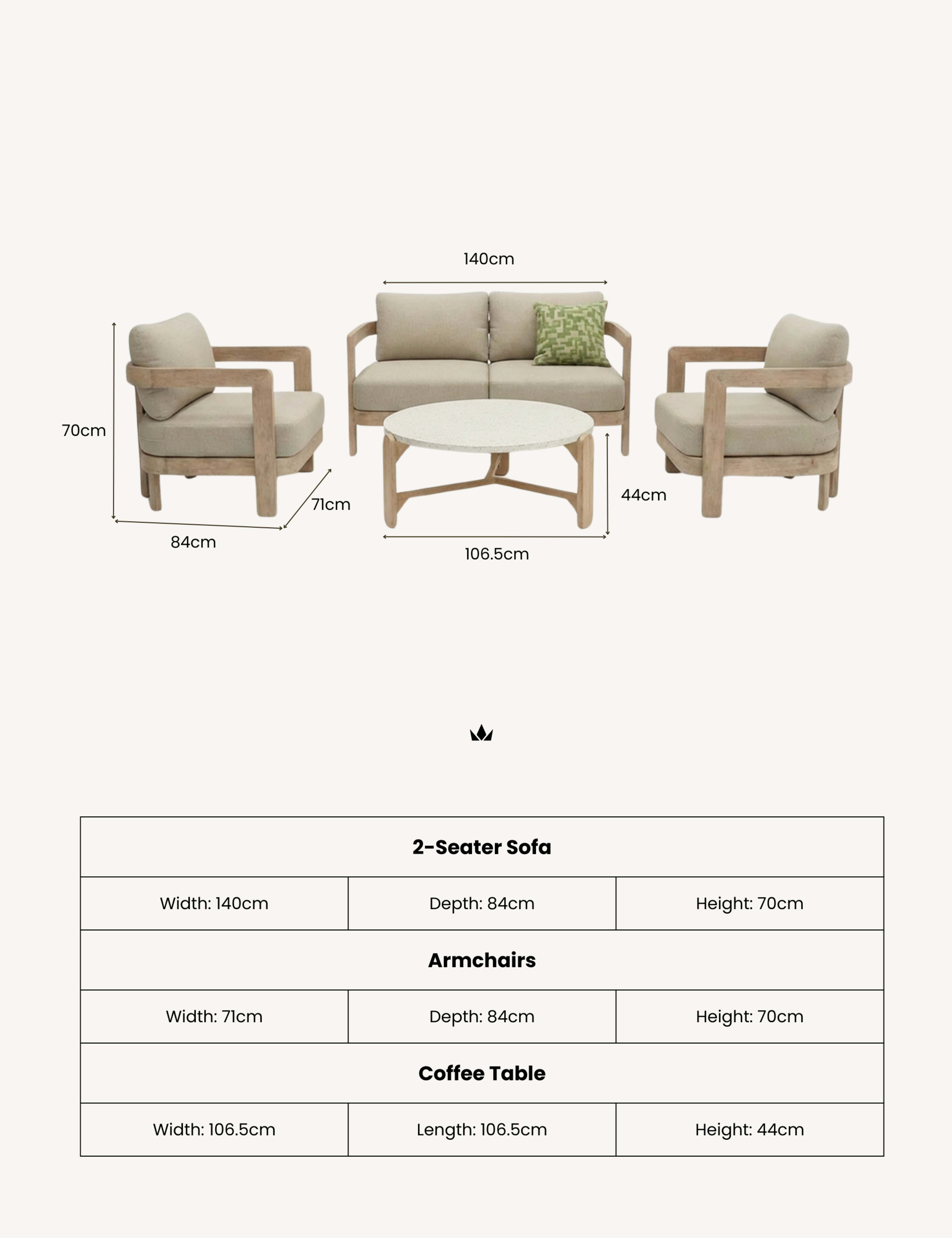 Evora Wood 5 Seater Lounge Set 6 of 7