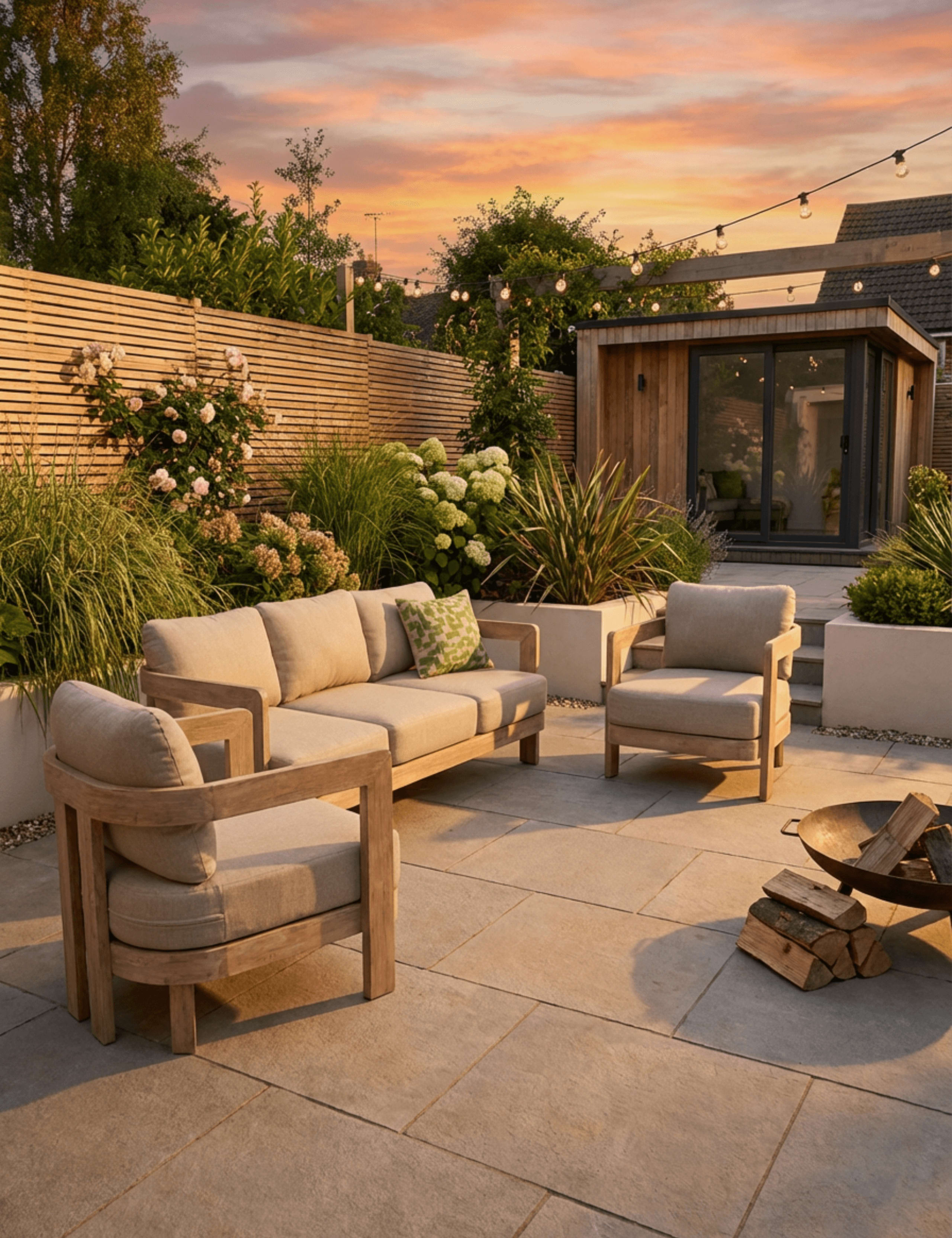 Evora Wood 4 Seater Garden Lounge Set 1 of 6