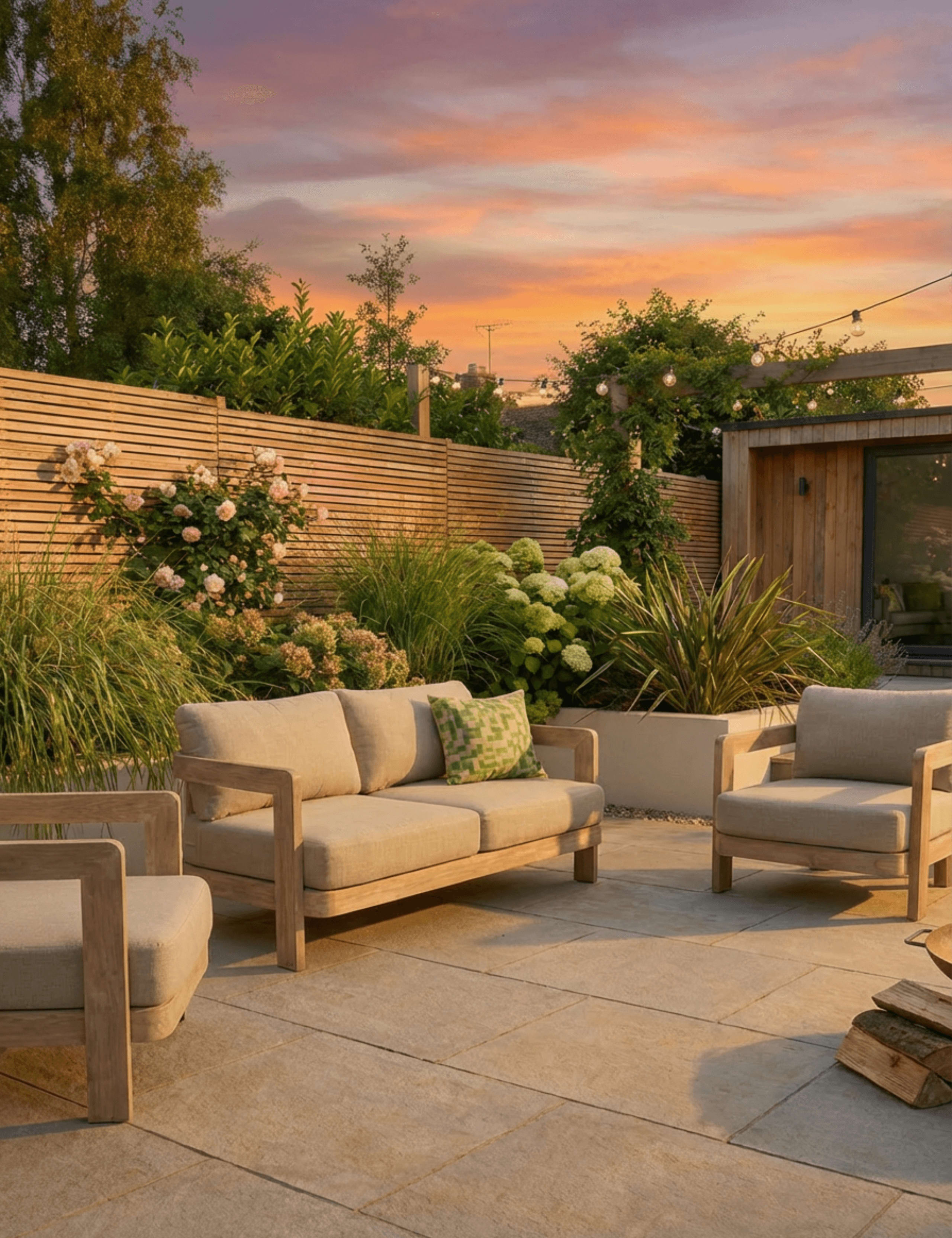 Evora Wood 4 Seater Garden Lounge Set 3 of 6