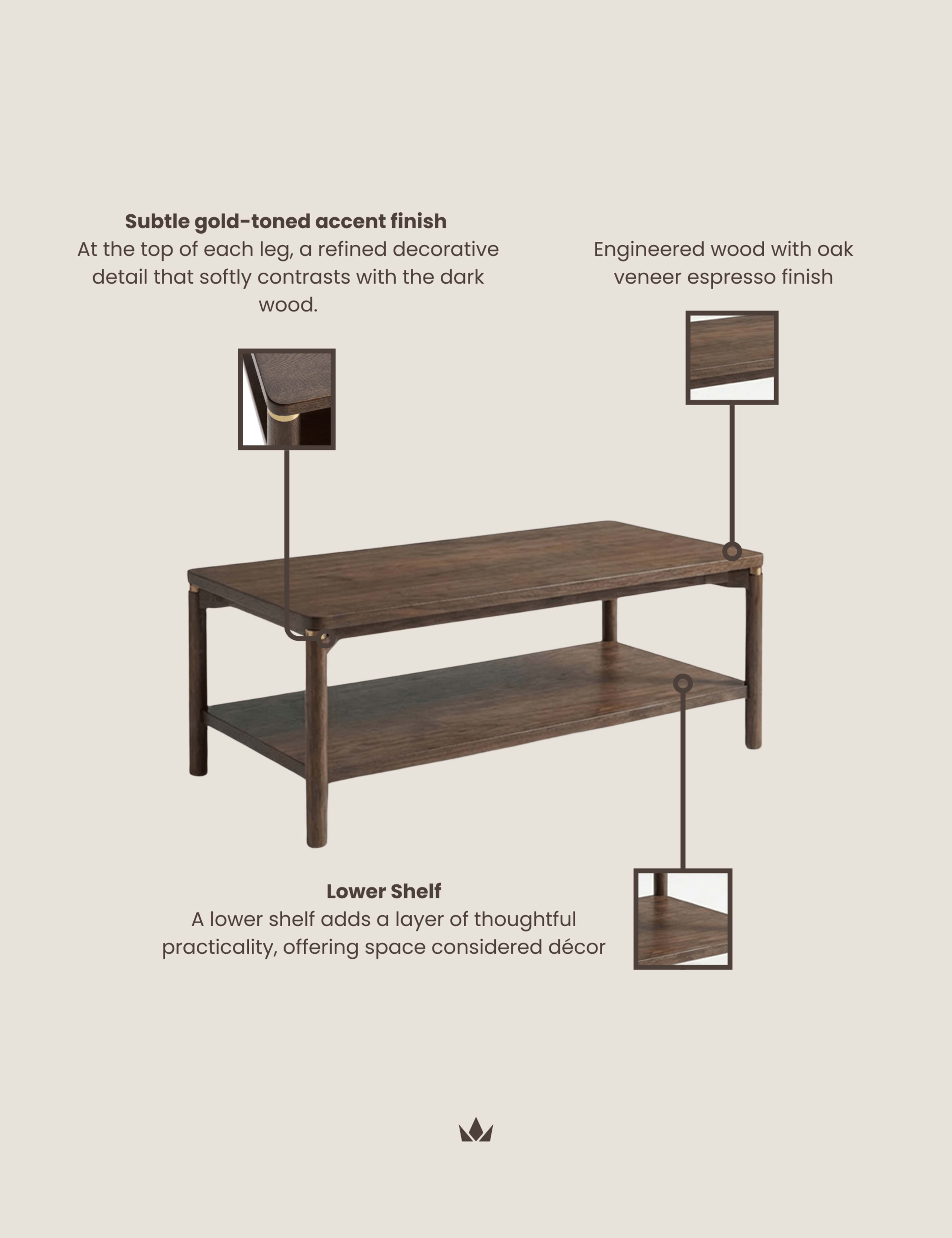 Arka Dark Wood Coffee Table 10 of 10