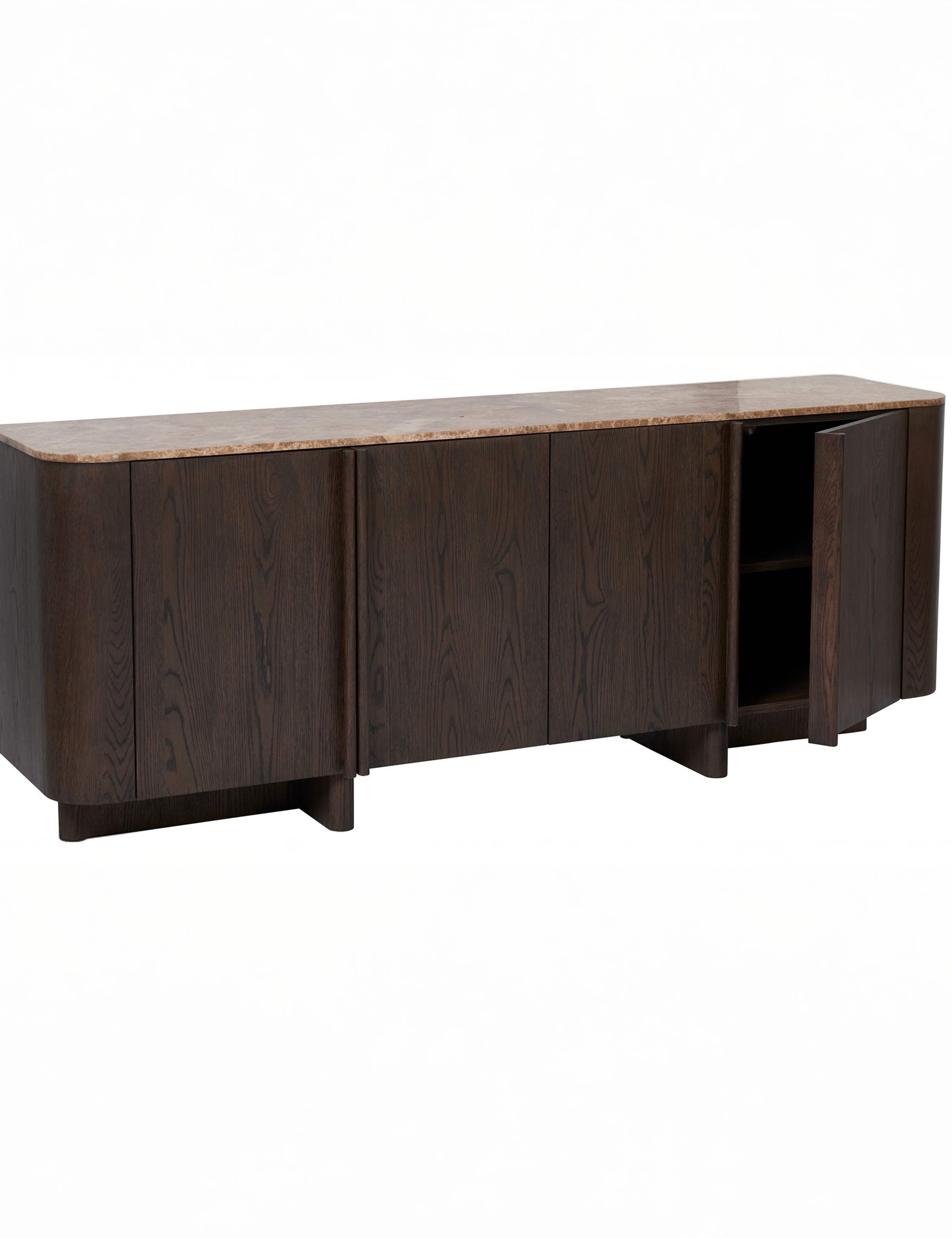 Roka Wood & Marble 4 Door Sideboard 7 of 9