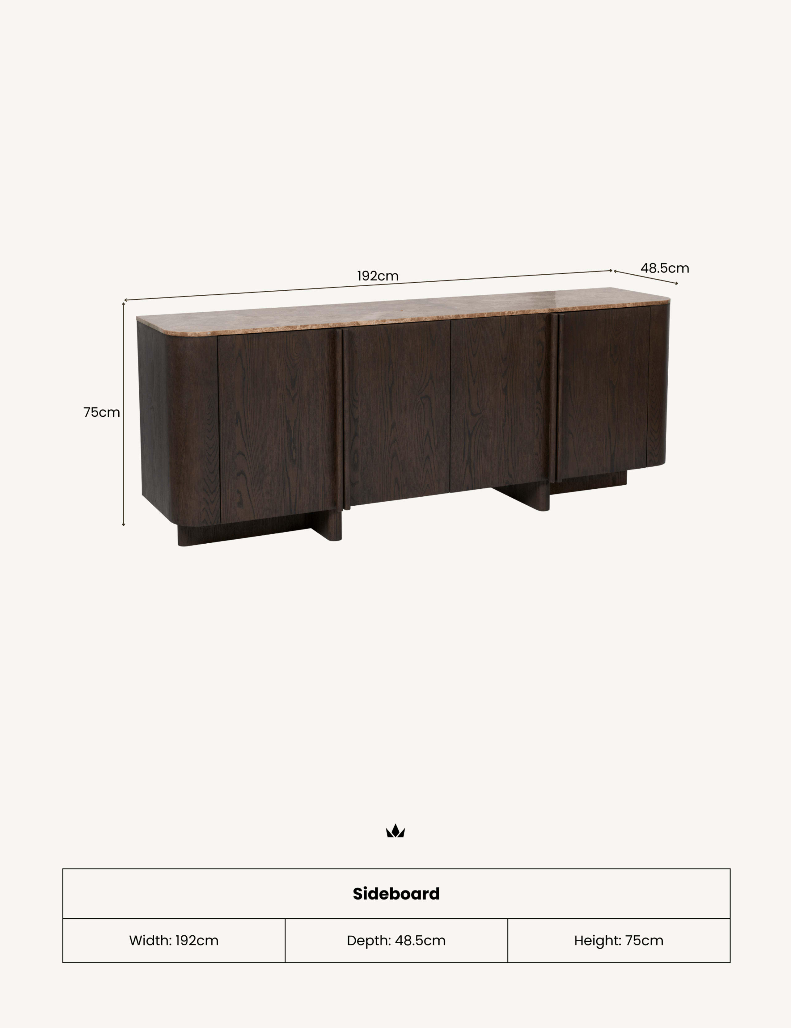 Roka Wood & Marble 4 Door Sideboard 9 of 9