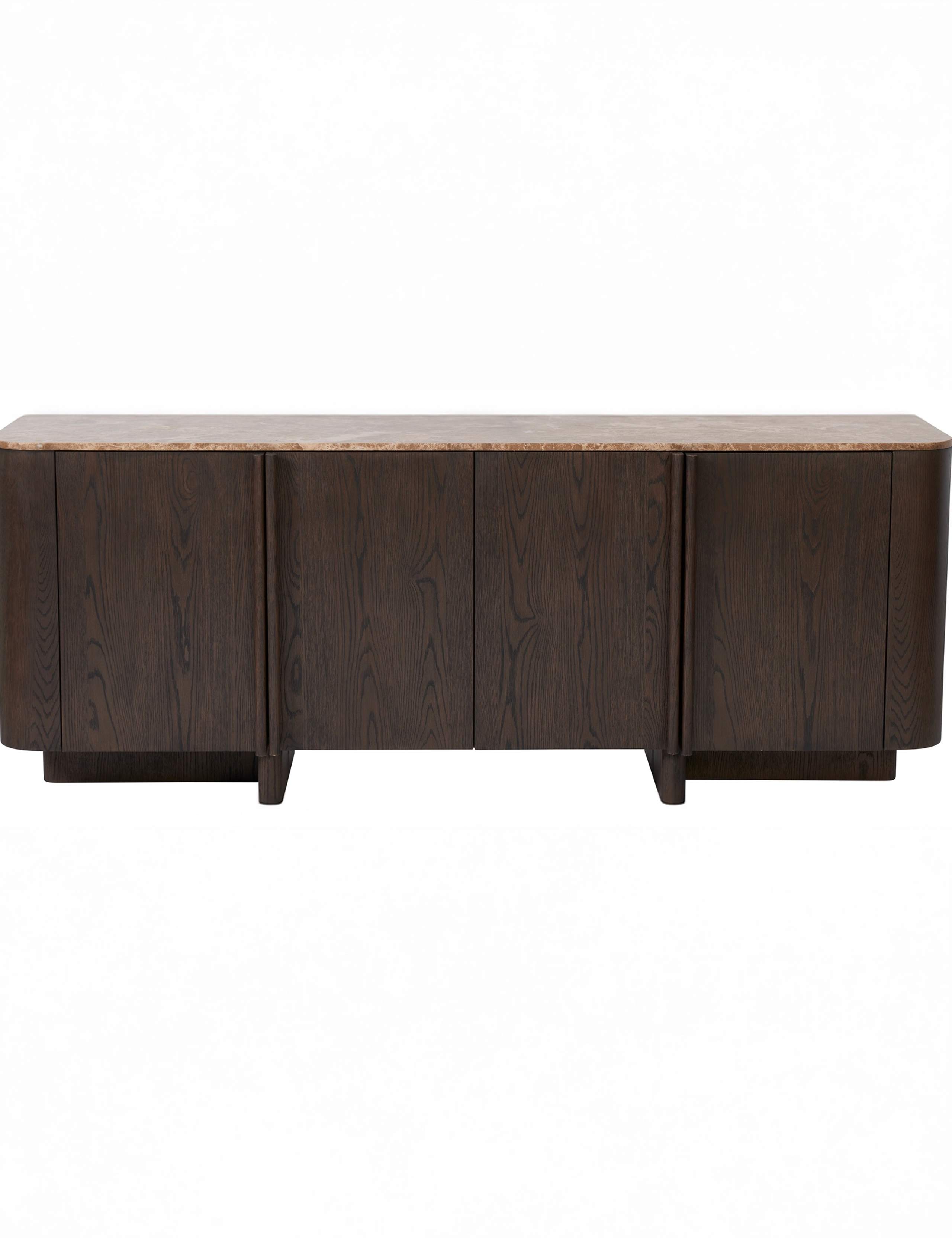 Roka Wood & Marble 4 Door Sideboard 2 of 9