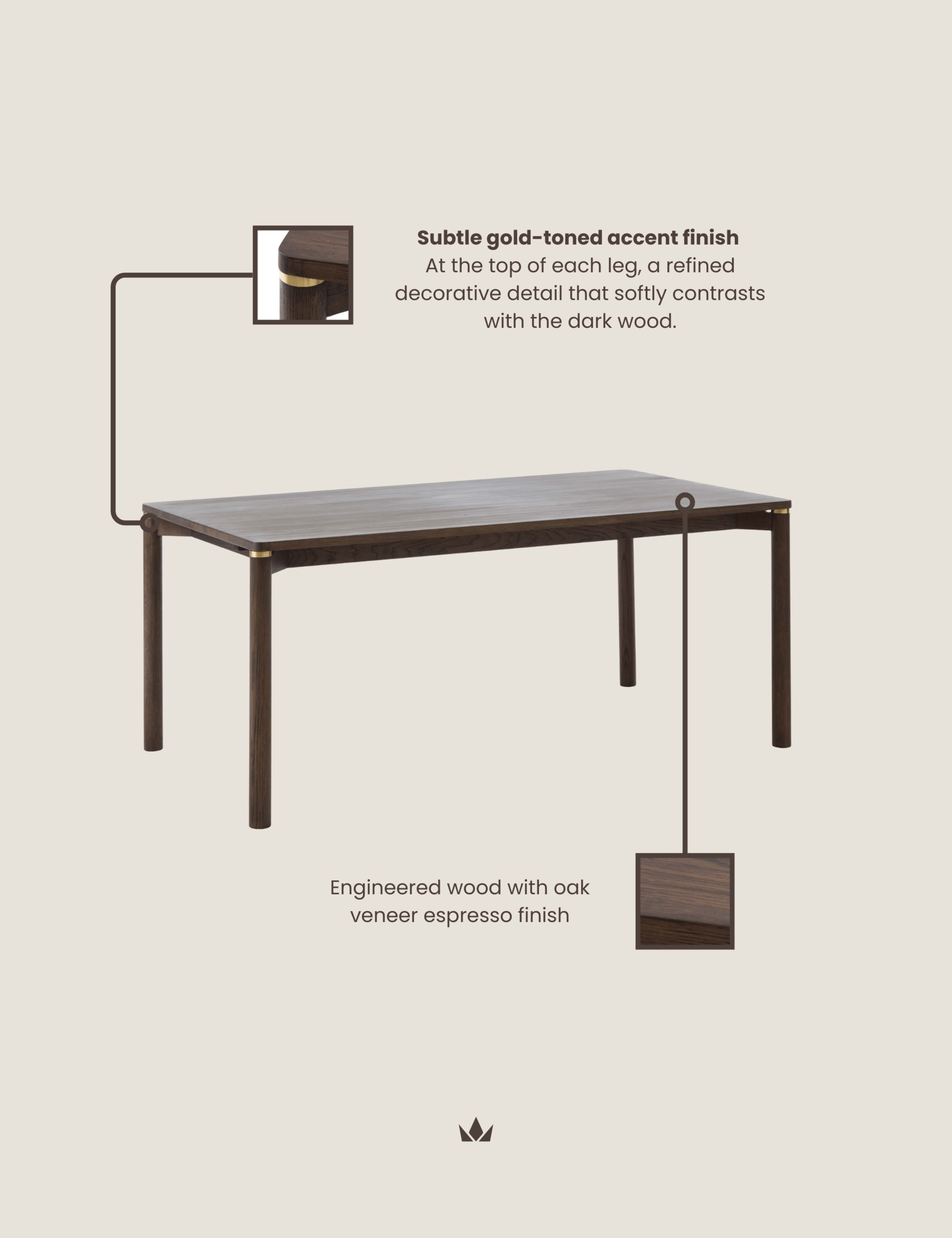 ARKA Dark Wood Dining Table 7 of 8