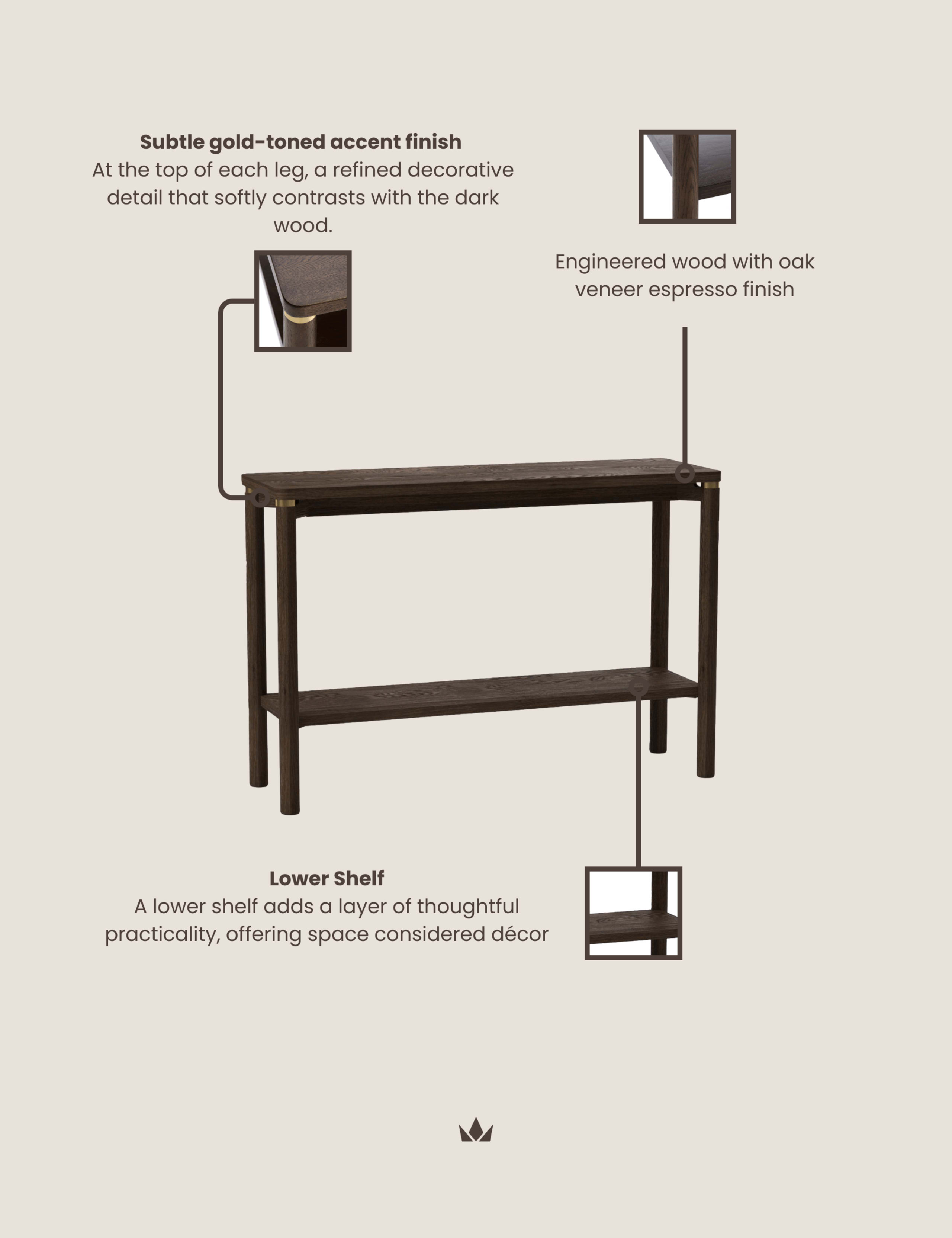 ARKA Dark Wood Console Table 5 of 6