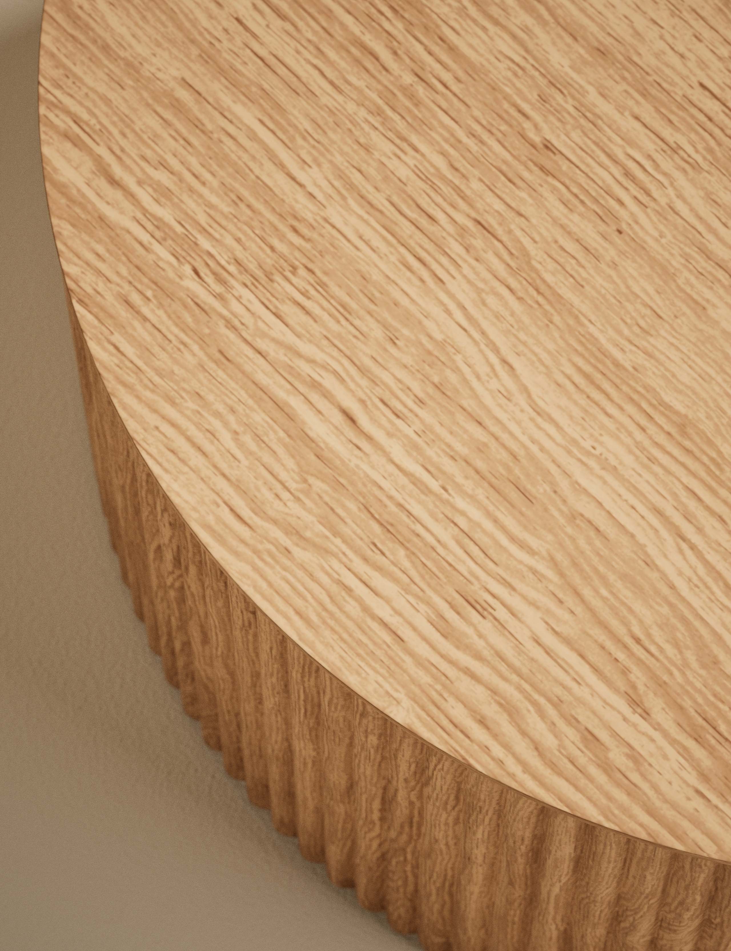 Fluted Wood Round Coffee Table 4 of 7