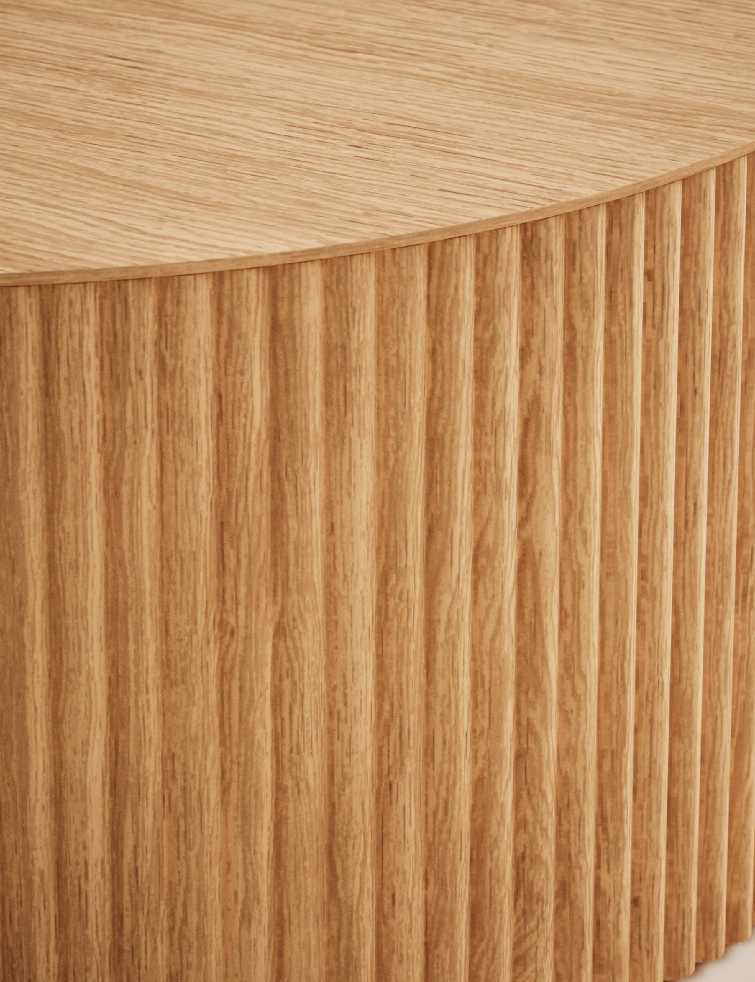 Fluted Wood Round Coffee Table 6 of 7