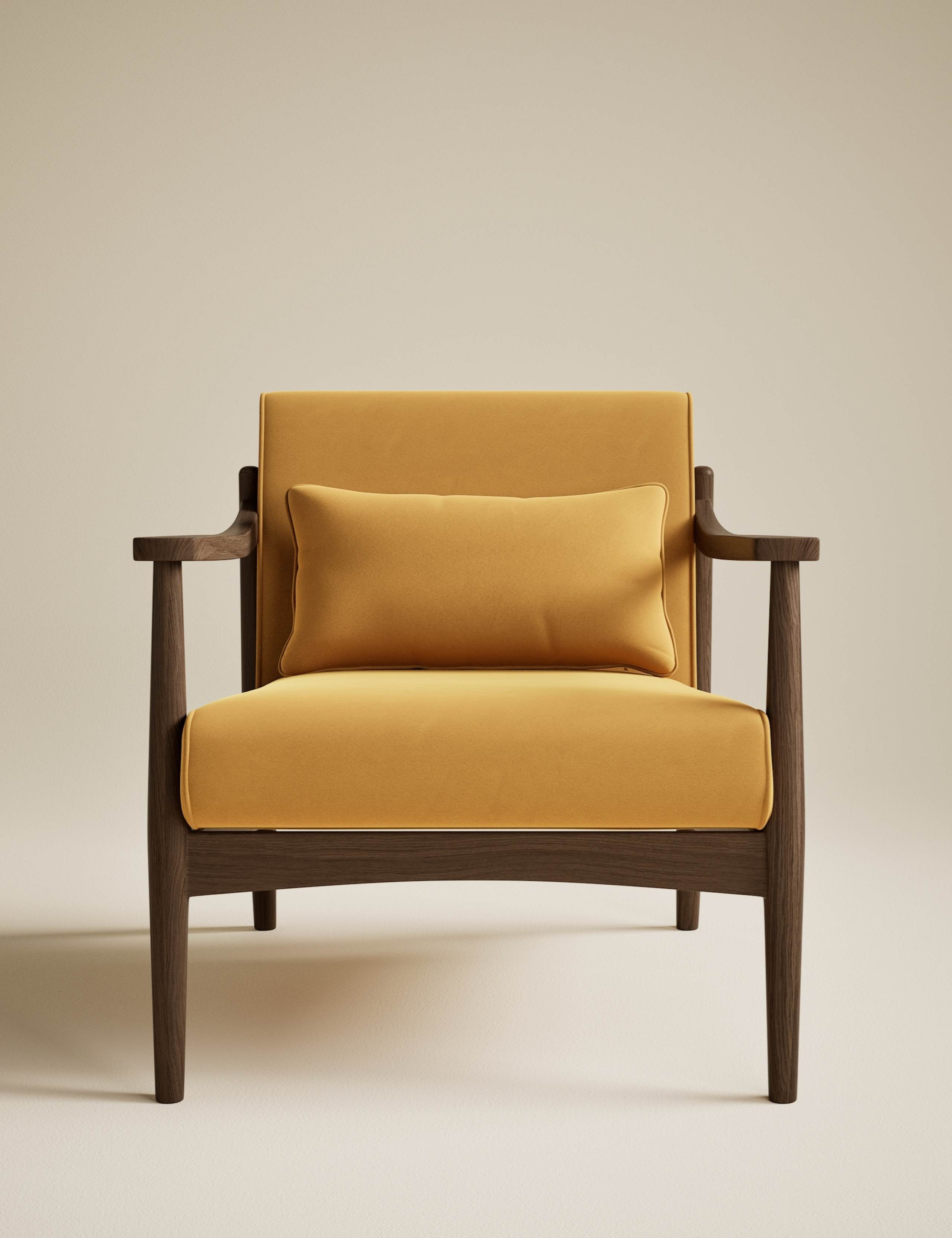 Sherwood Dark Oak Velvet Accent Chair 2 of 7
