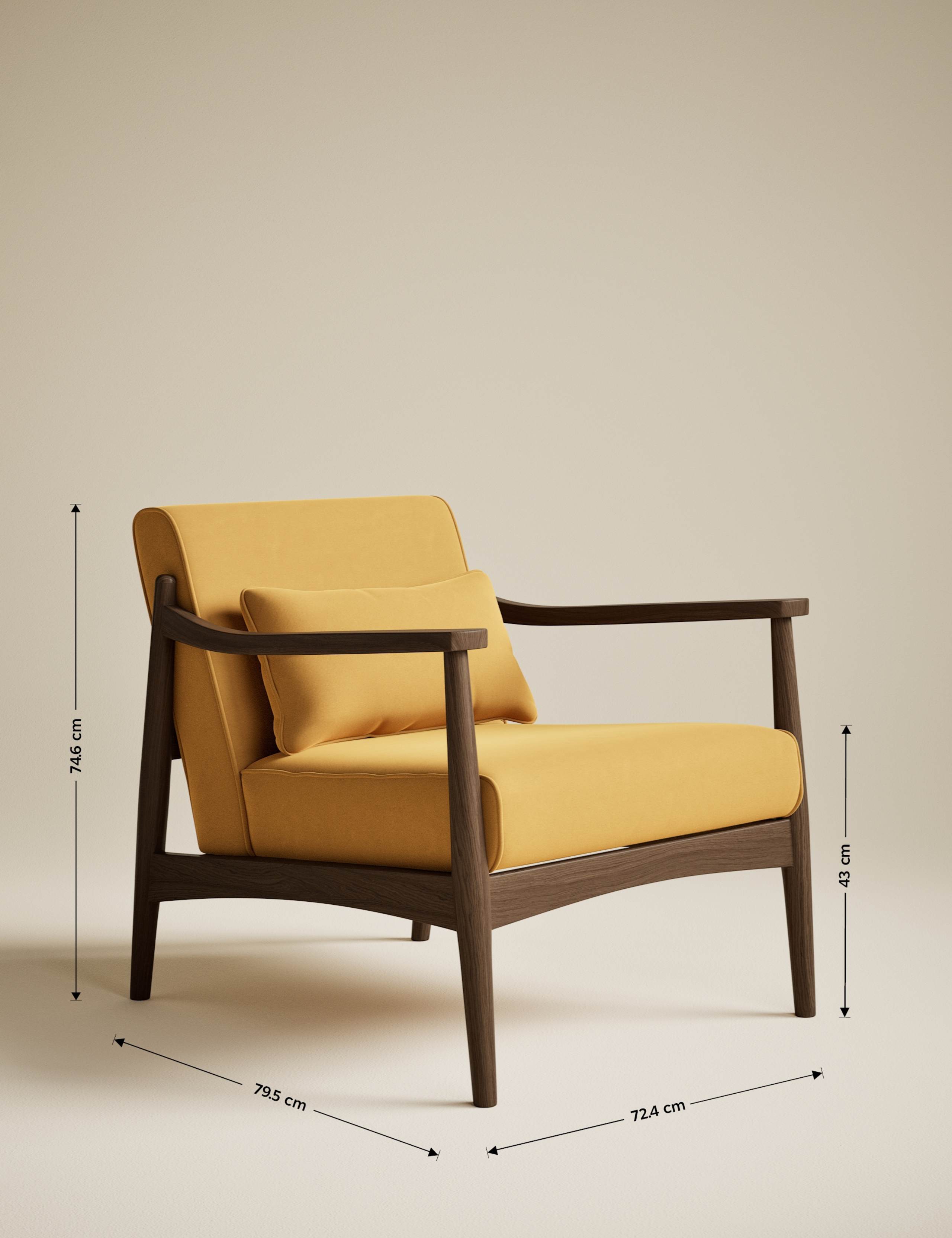 Sherwood Dark Oak Velvet Accent Chair 3 of 7